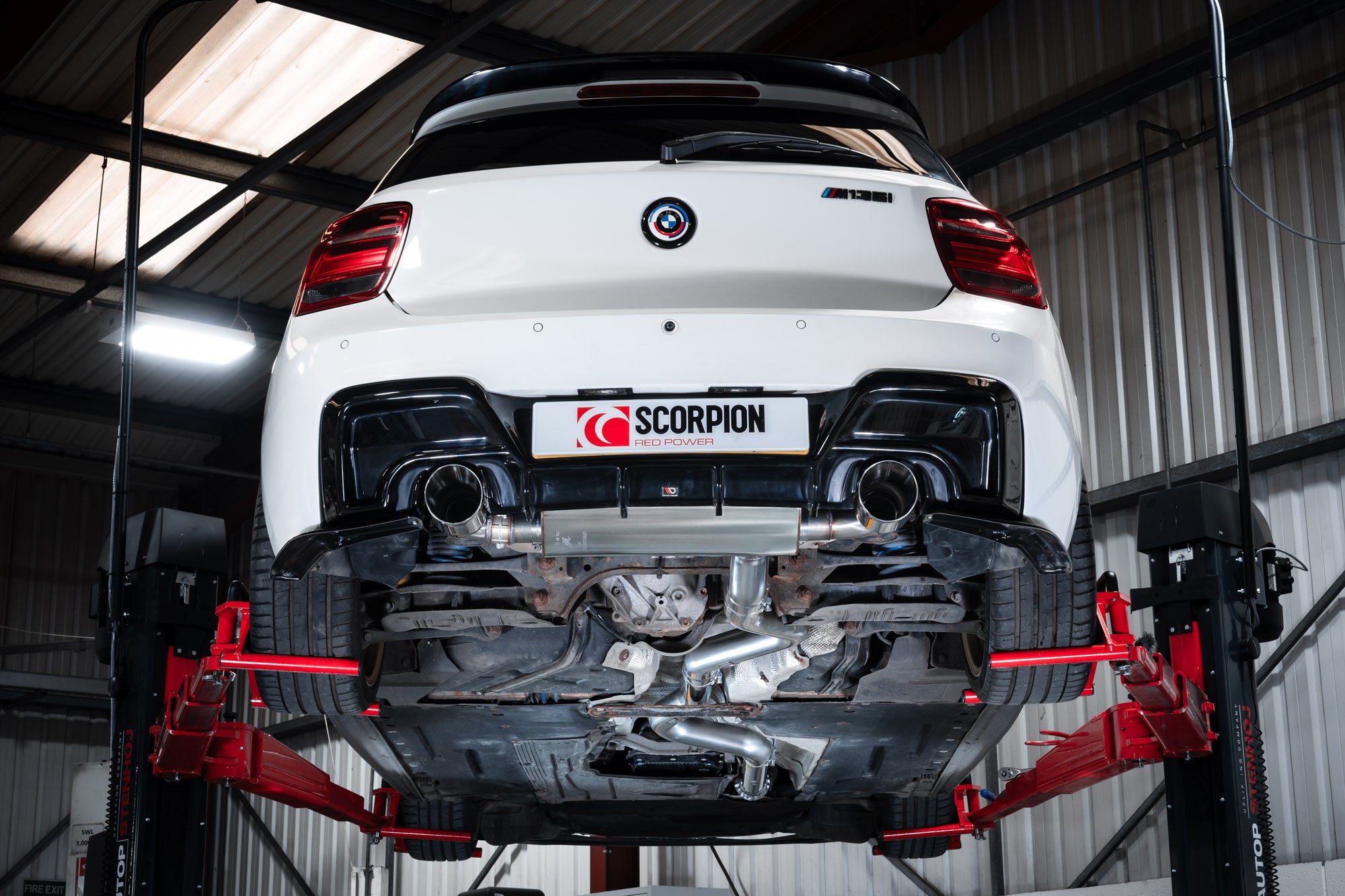 Scorpion BMW M135i (F20 F21) including xDrive Non-Res Cat-Back Exhaust - rear detail view
