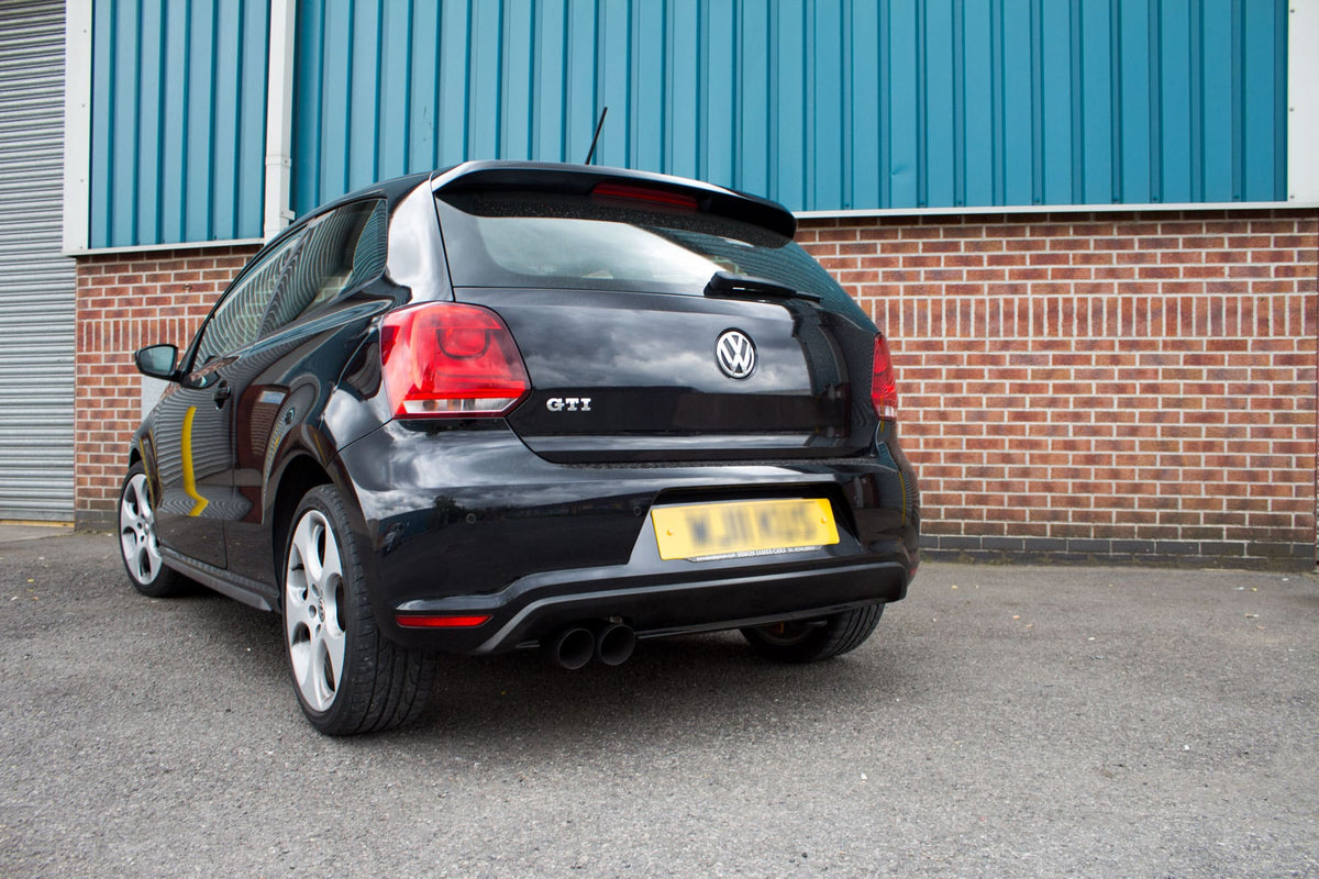 Scorpion Volkswagen Polo Gti 1.4TSi 180PS half exhaust system in stainless steel, showing the non-resonated muffler and piping.