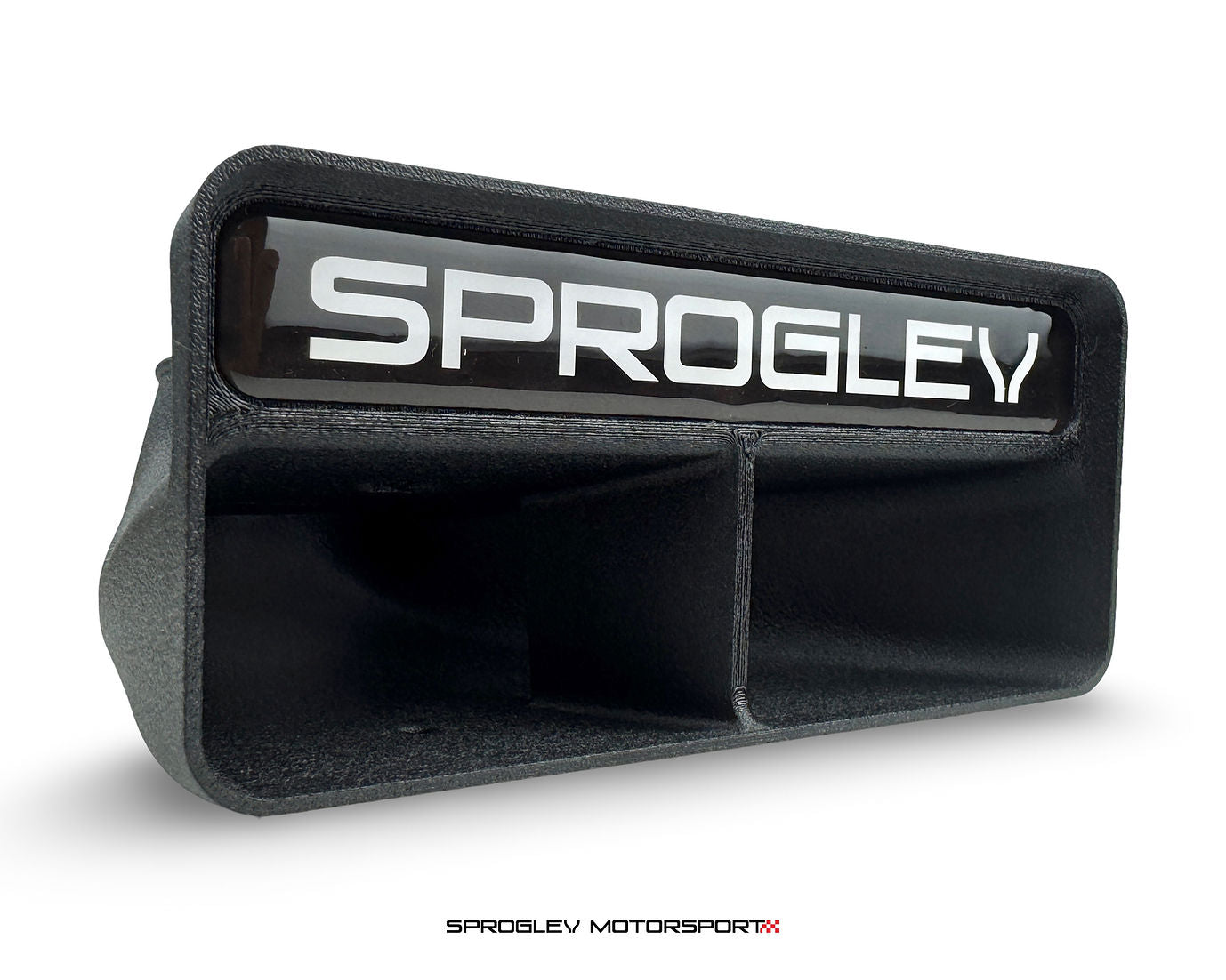Sprogley Motorsport brake ducts cooling kit for MQB and MQB EVO lower control arms, showing aerodynamic duct components.