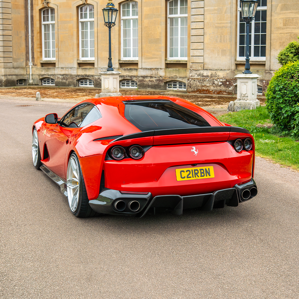 CT Carbon Ferrari 812 Superfast carbon fibre diffuser kit V1, showcasing intricate carbon fibre details and sleek design.
