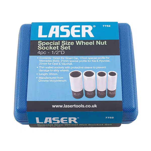 Laser 7752 Special Size Wheel Nut Socket Set 1/2D