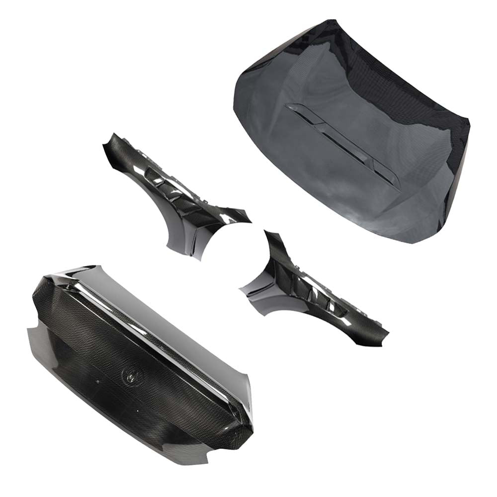 BMW G87 M2 full carbon fiber CT Design conversion kit installed on car with visible carbon fiber components and sleek finish.