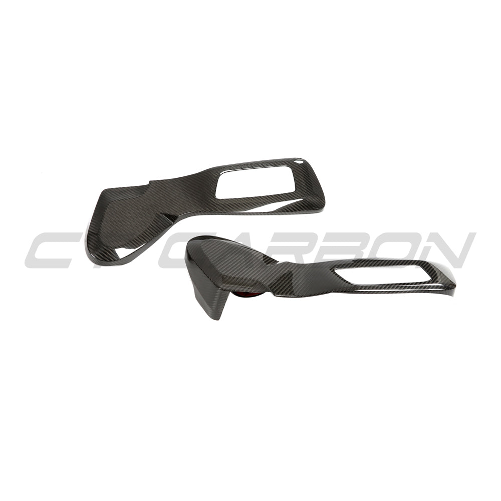 BMW G20 3 Series 2022+ Carbon Fibre Seat Control Cover by CT Carbon, showcasing sleek black carbon fiber surface on seat adjustment controls.