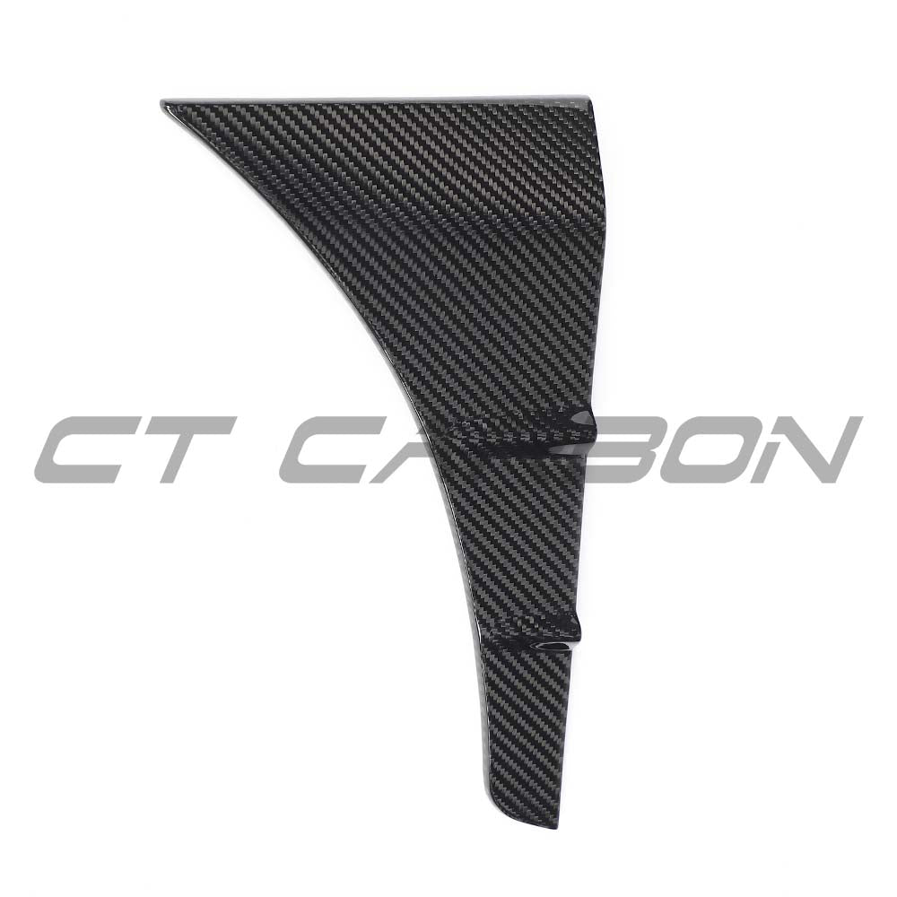 CT Carbon Audi RS3 8Y 2022+ carbon fibre front fender trim accessory showing close-up of textured black carbon fibre surface.