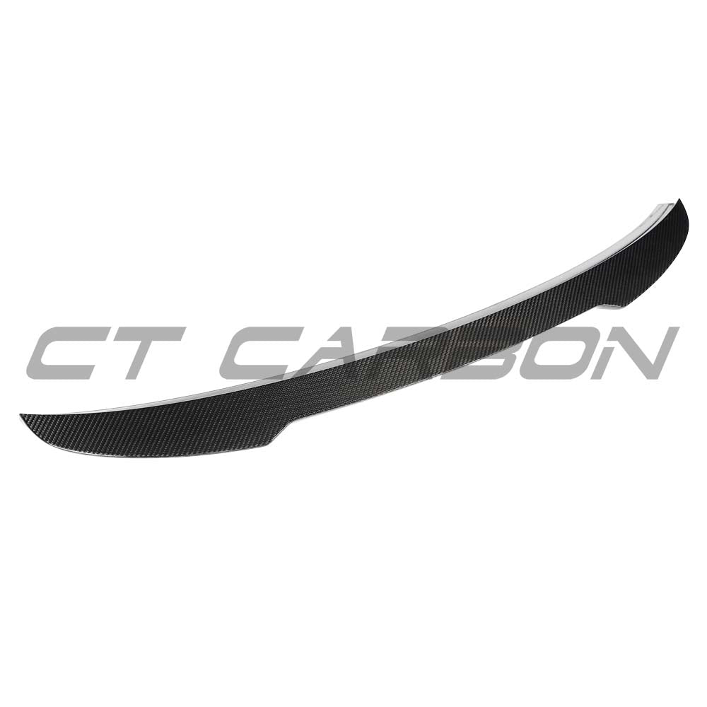 Carbon fibre spoiler for Audi A5/S5/RS5 B9.5 Sportback 2016-2024 by CT Carbon, shown on vehicle with close-up detail.