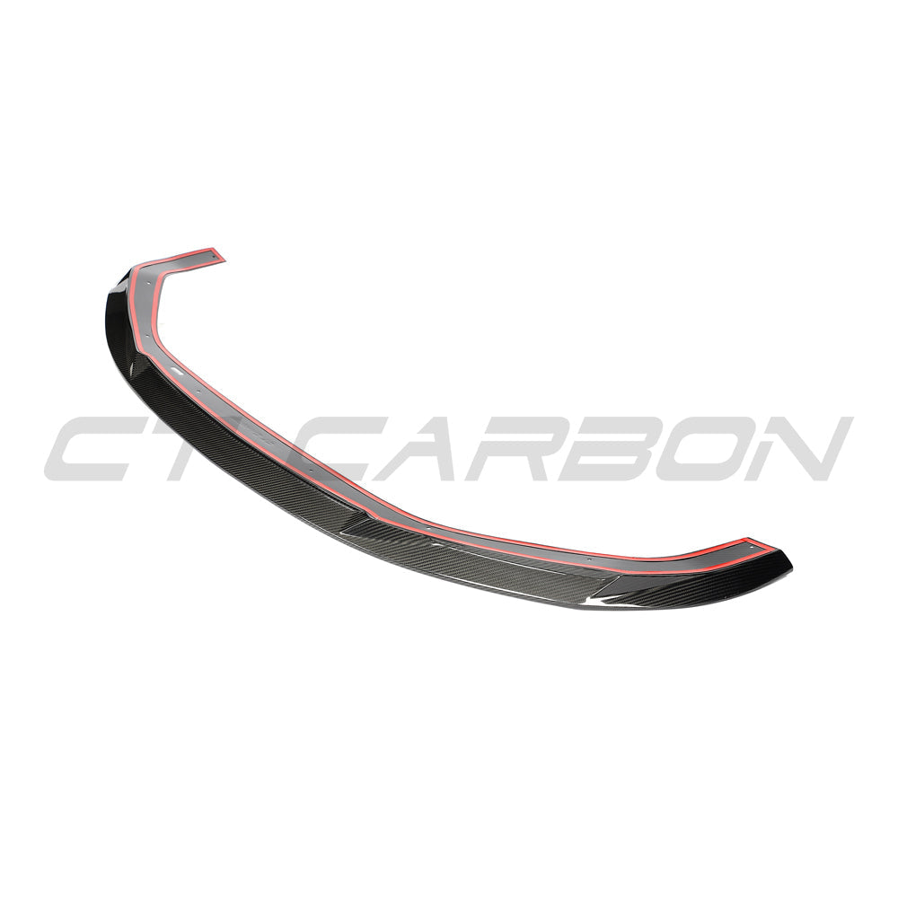 CT Carbon RS3 8Y 2025+ car carbon fibre splitter installed on front of Audi RS3 8Y, showcasing sleek aerodynamic design.