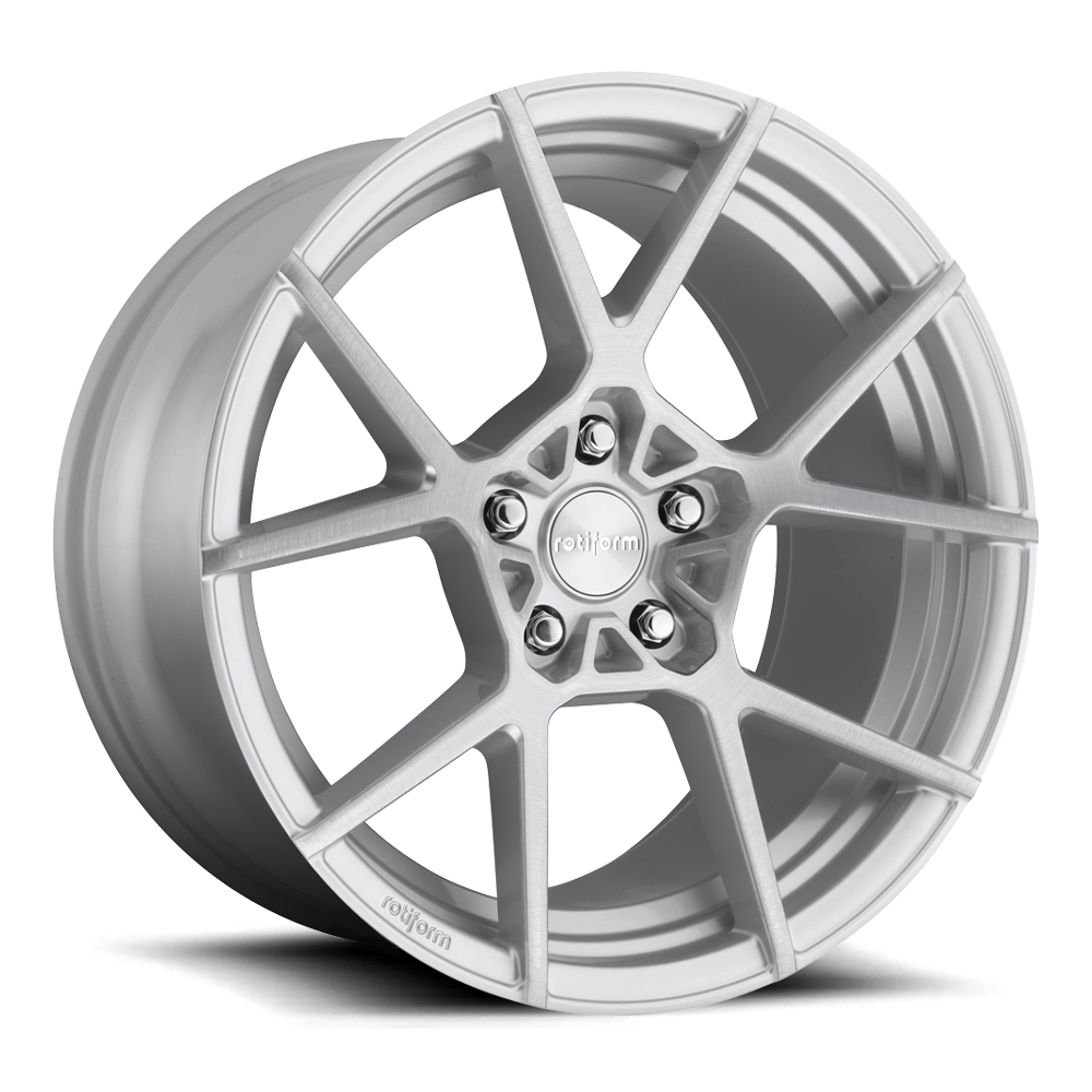Rotiform KPS 19x10 silver alloy wheel with brushed face, showcasing sleek design and detailed finish.