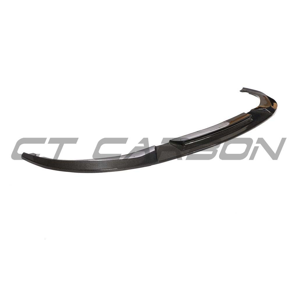 BMW 5 Series G30 G31 2021-2024 dry carbon fiber LCI splitter by CT Carbon, showcasing the sleek aerodynamic front splitter.