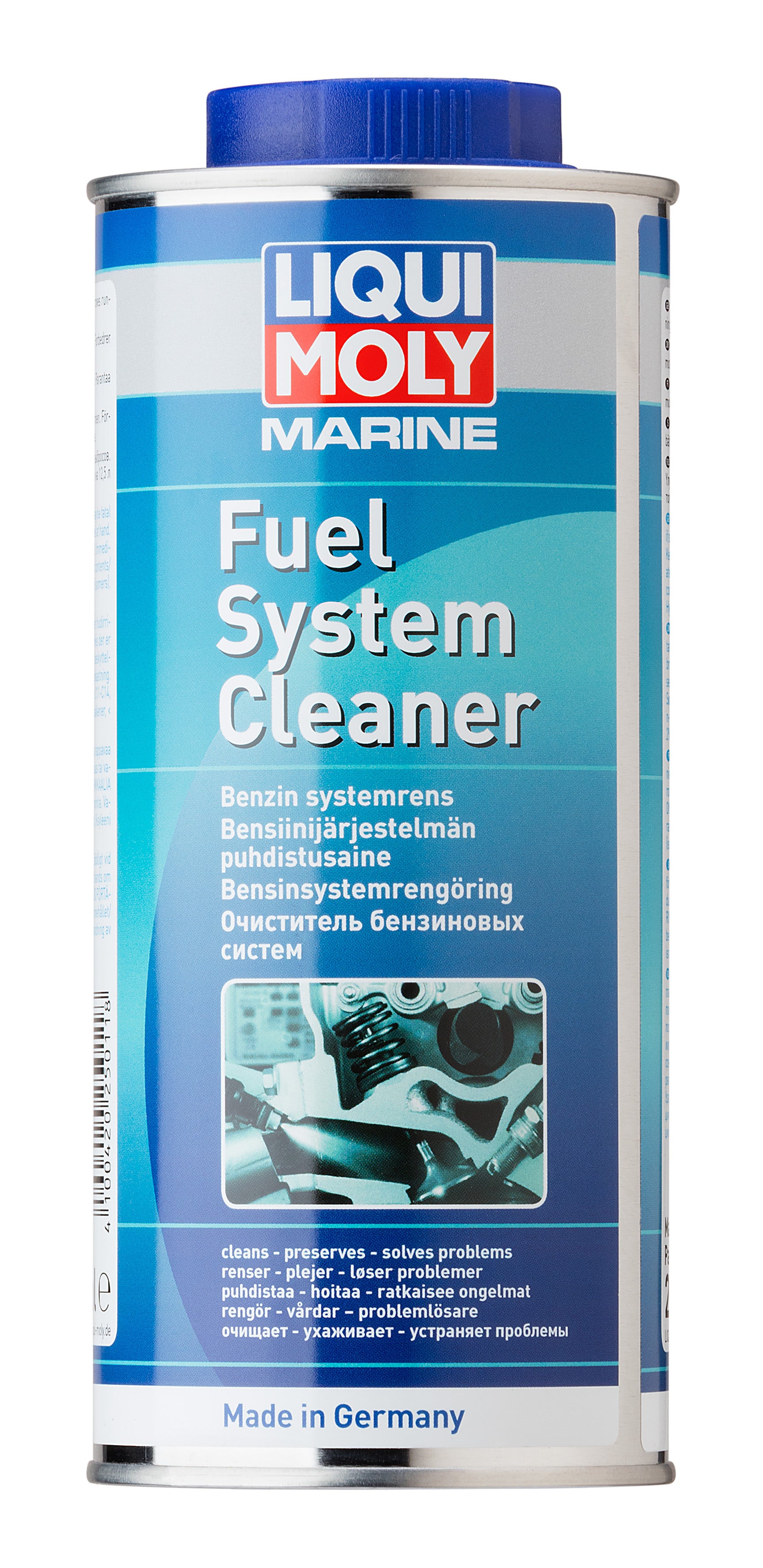 Liqui Moly Marine Fuel System Cleaner 500ml bottle, designed to clean marine fuel systems and improve engine performance.