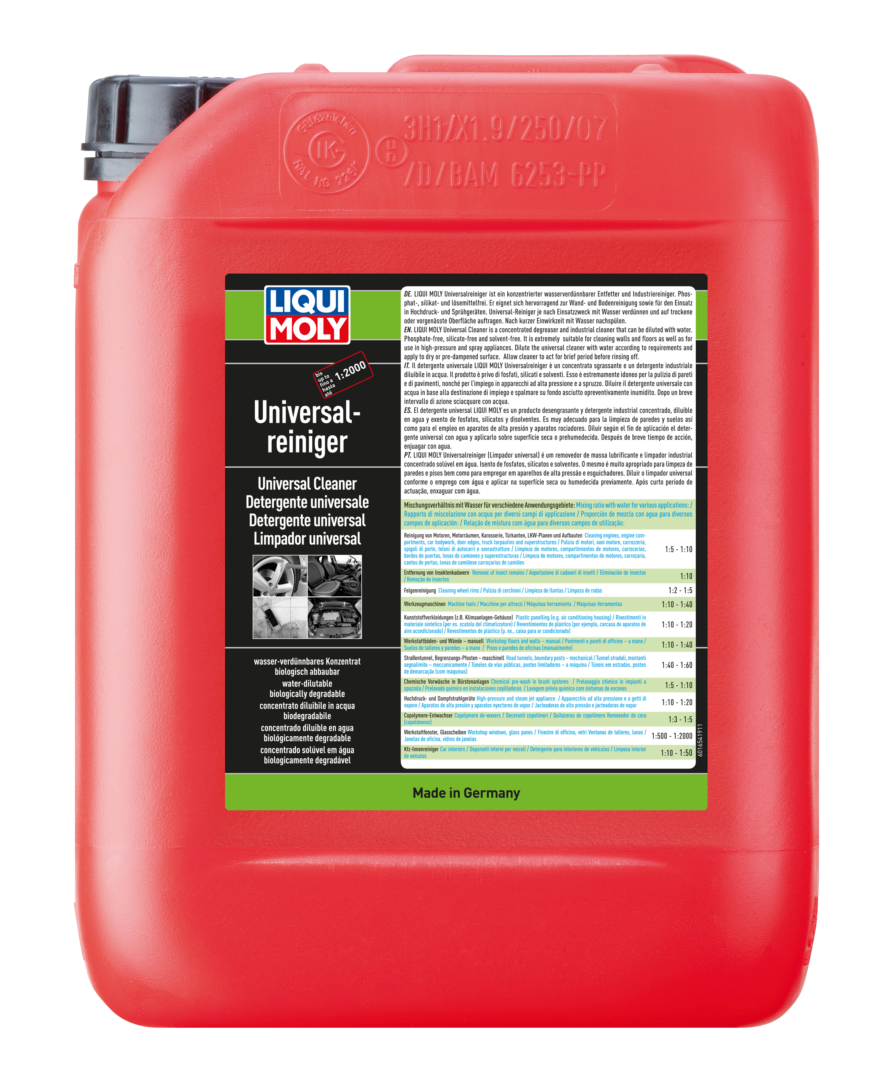 Liqui Moly Universal Cleaner additive bottle for vehicle maintenance, designed to clean and treat engines and fuel systems.