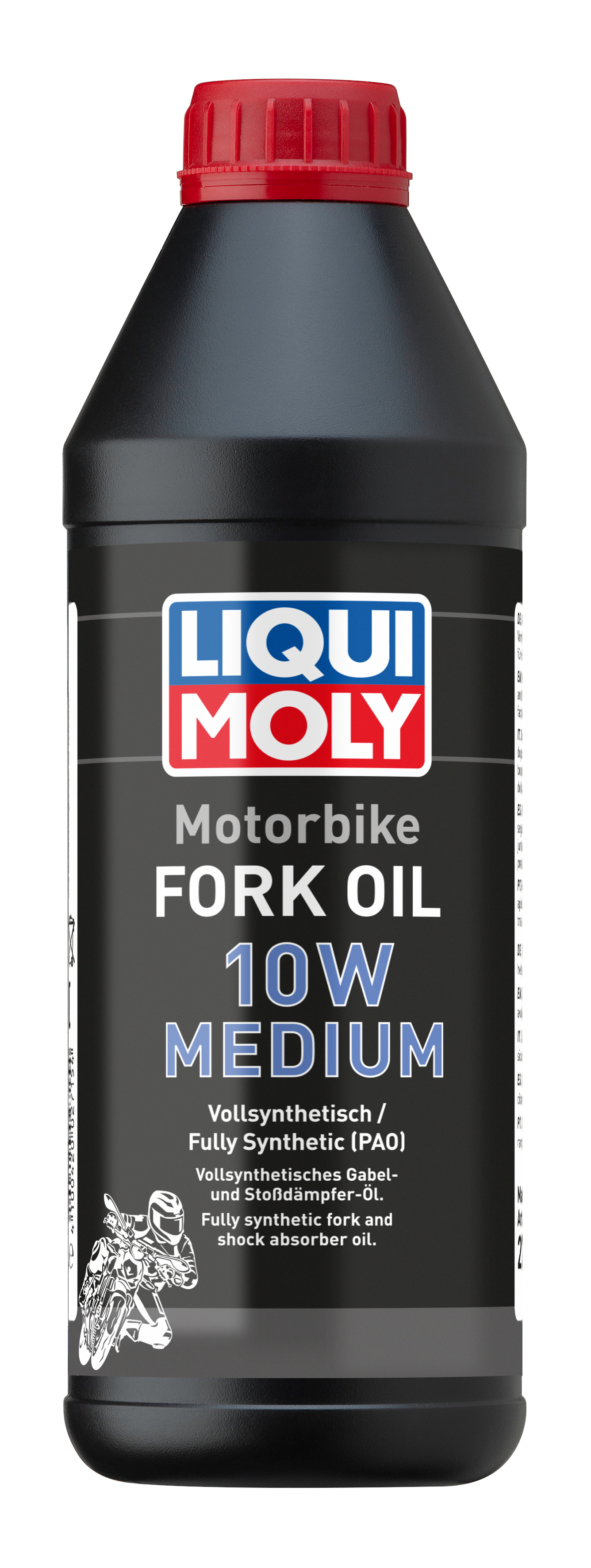 Liqui Moly Motorbike Fork Oil 10W Medium bottle, suitable for motorcycle suspension systems, with a clear label on the container.