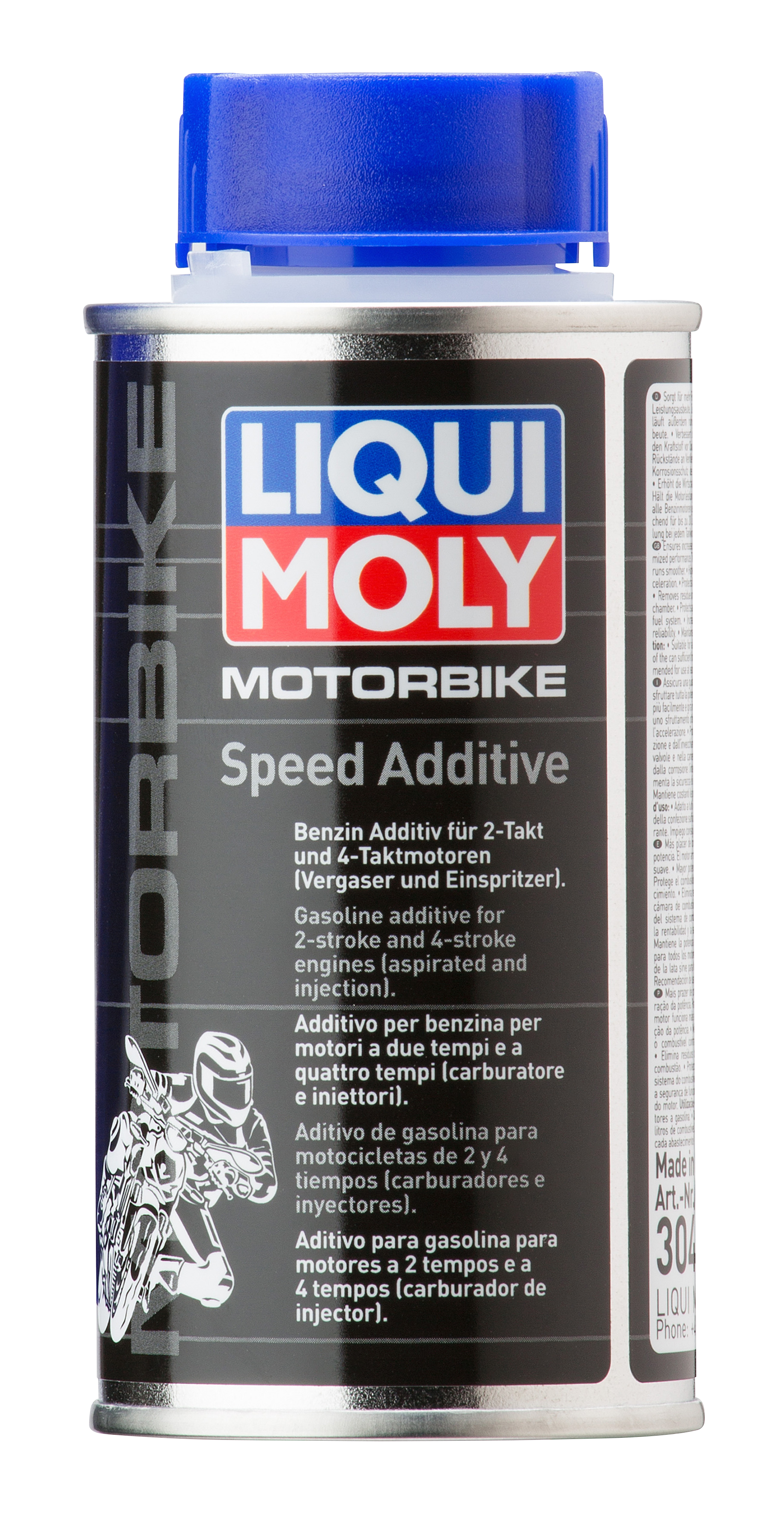 Liqui Moly Motorbike Speed Additive bottle shown with label, designed to improve motorcycle engine performance.