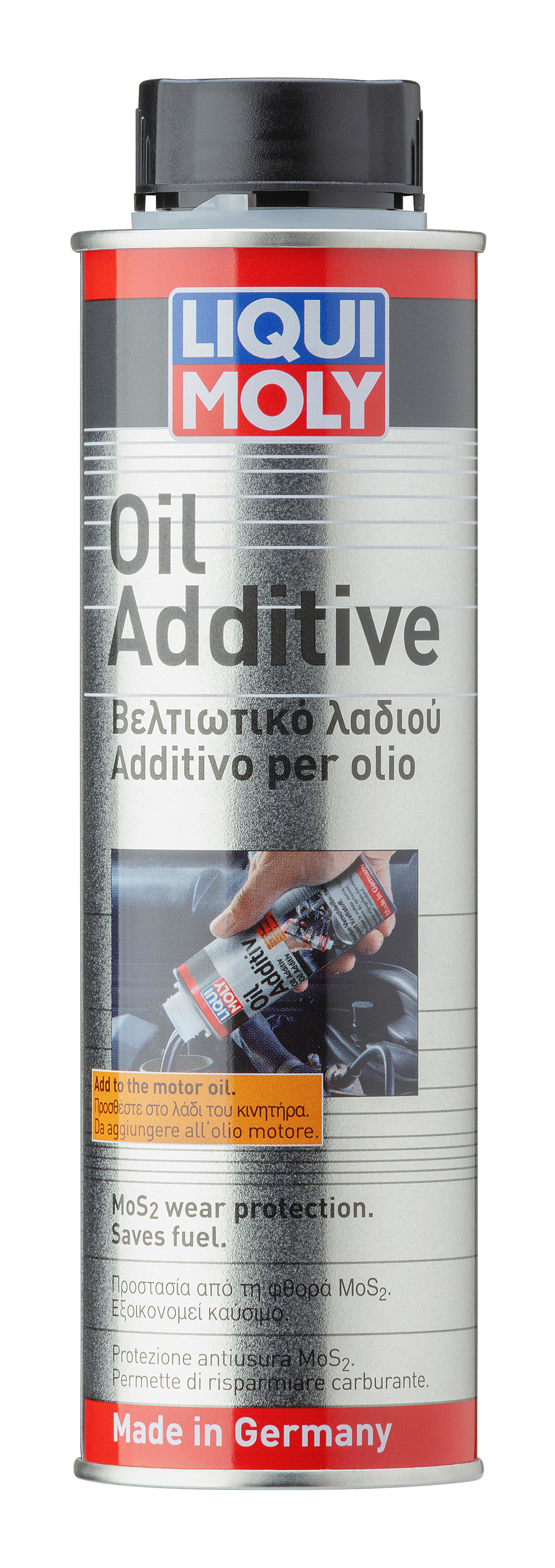 Liqui Moly Oil Additive bottle for vehicle engine treatment, with branding and product label visible.