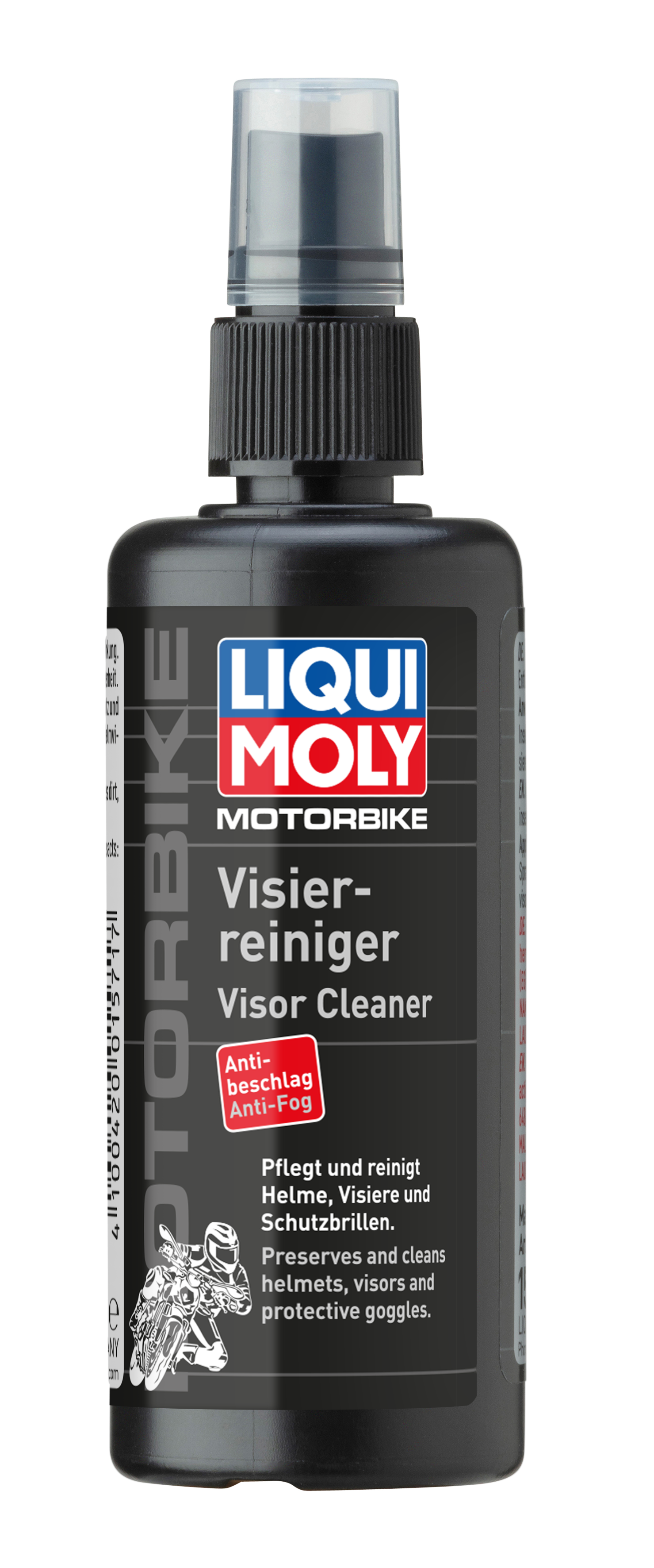 Liqui Moly Motorbike Visor Cleaner 100ml bottle with label, designed for cleaning motorcycle helmet visors.