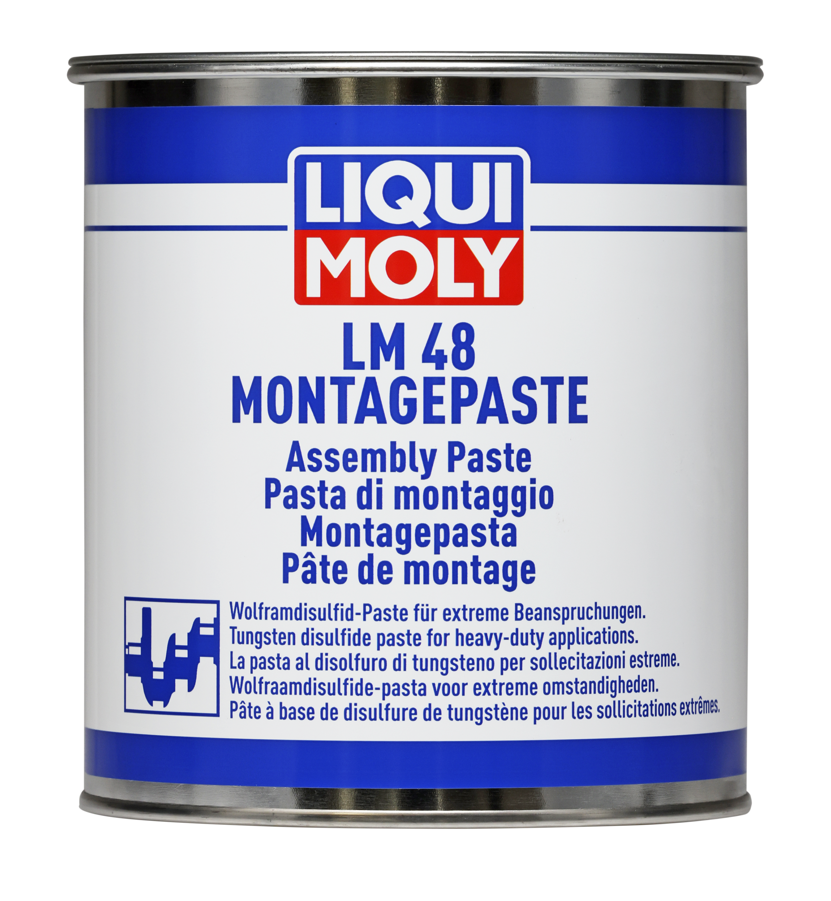 Liqui Moly LM 48 installation paste container with lid, used as grease and lubricant for automotive and mechanical applications.