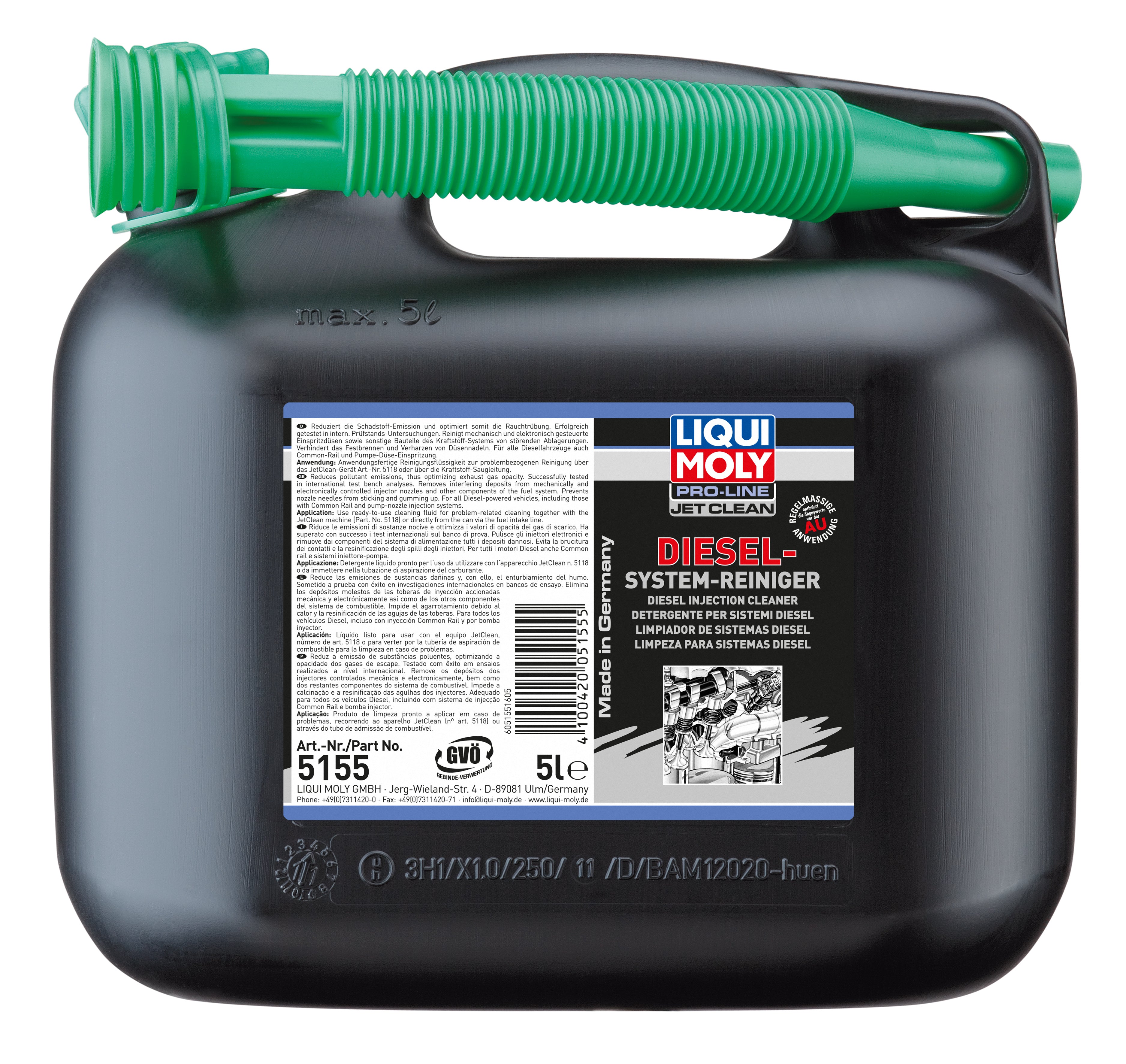 Liqui Moly Pro-Line Jetclean Diesel Injection Cleaner bottle, additive treatment for diesel engine fuel system cleaning.