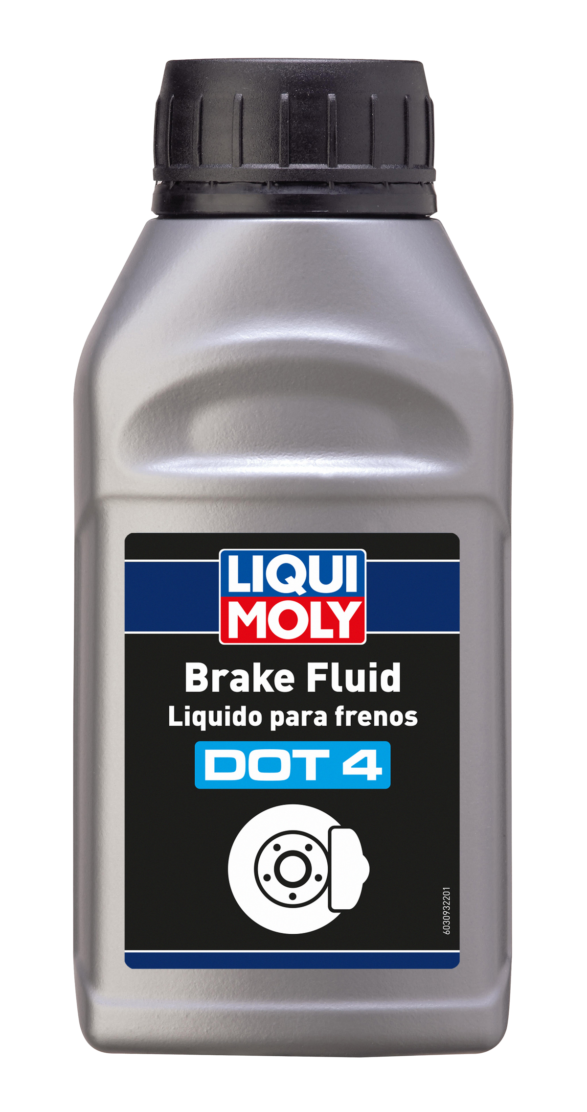 Liqui Moly Brake Fluid Dot 4 container with label, designed for automotive brake systems, in a clear view.