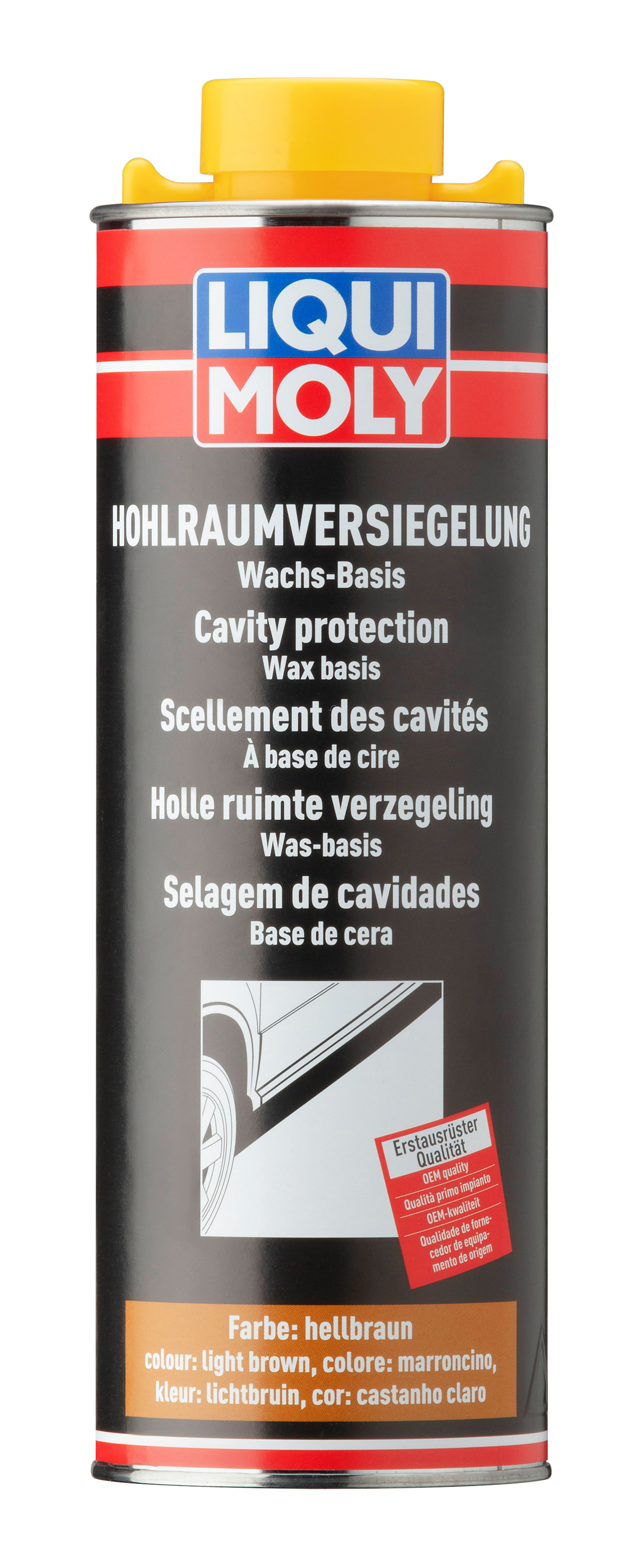 Liqui Moly Cavity Protection Light Brown 1L in a container, used as a sealant and adhesive for automotive cavity protection.