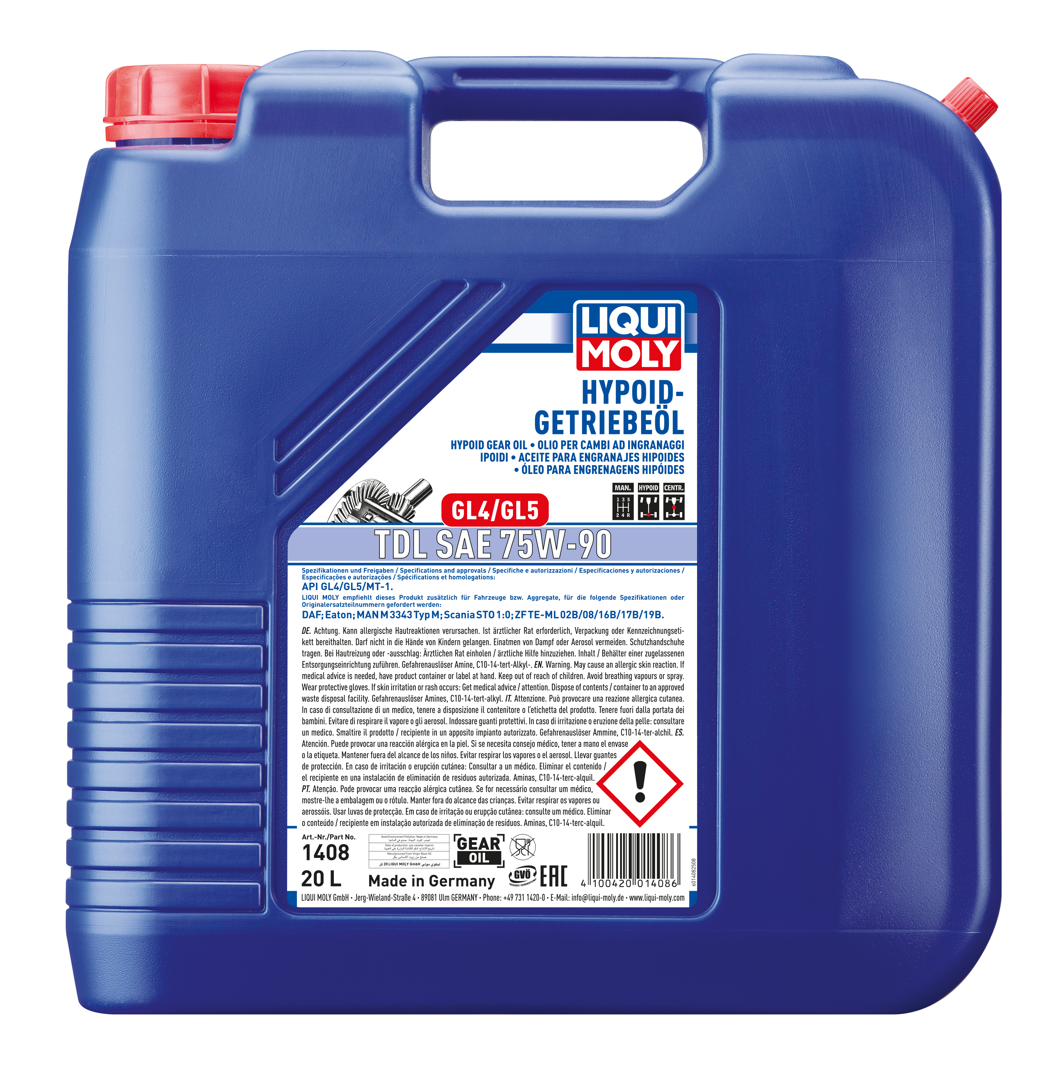 Liqui Moly Hypoid Gear Oil GL4/5 TDL SAE 75W-90 - 20 Litres