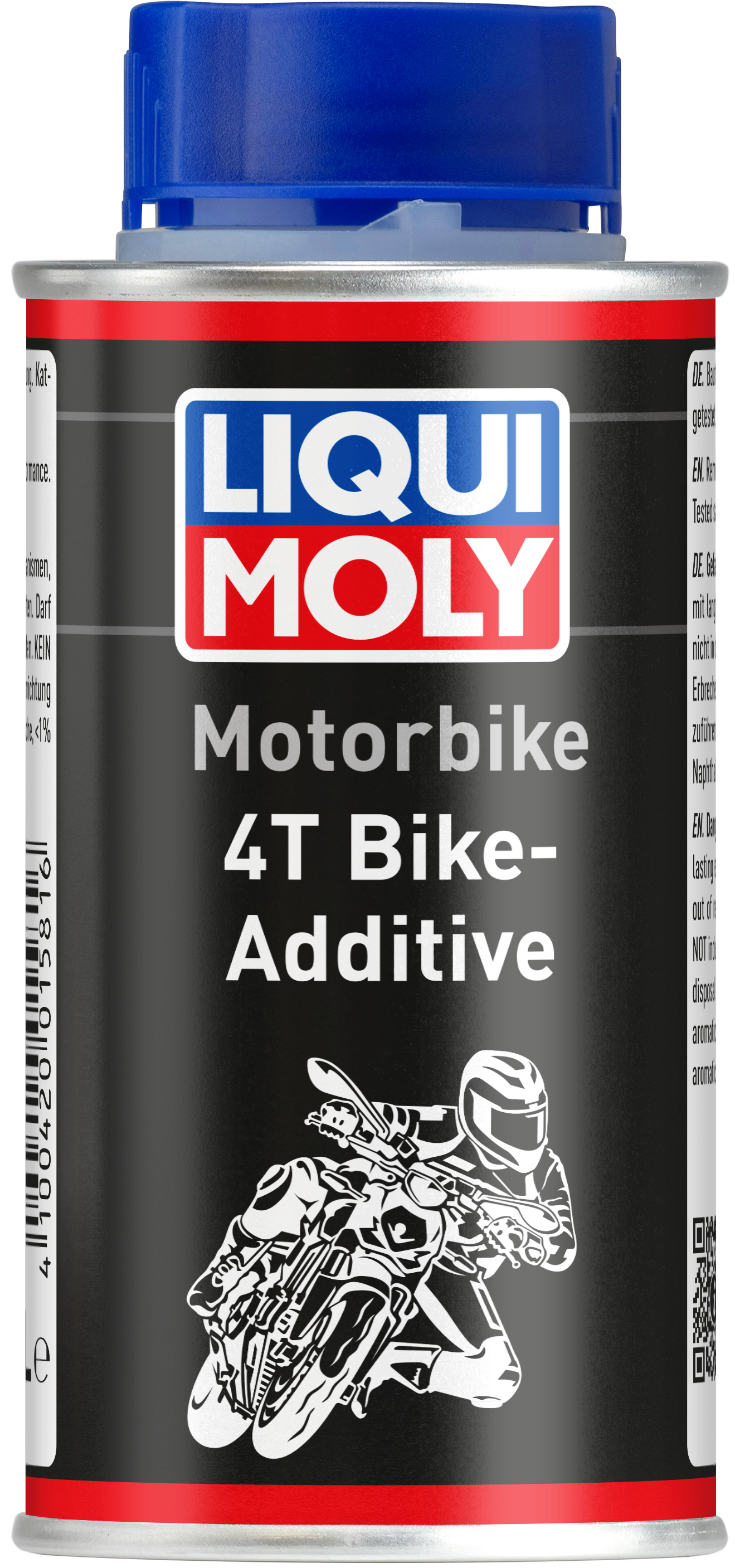 Liqui Moly Motorbike 4T 125ml additive bottle for motorcycle engine performance, with label and cap visible.