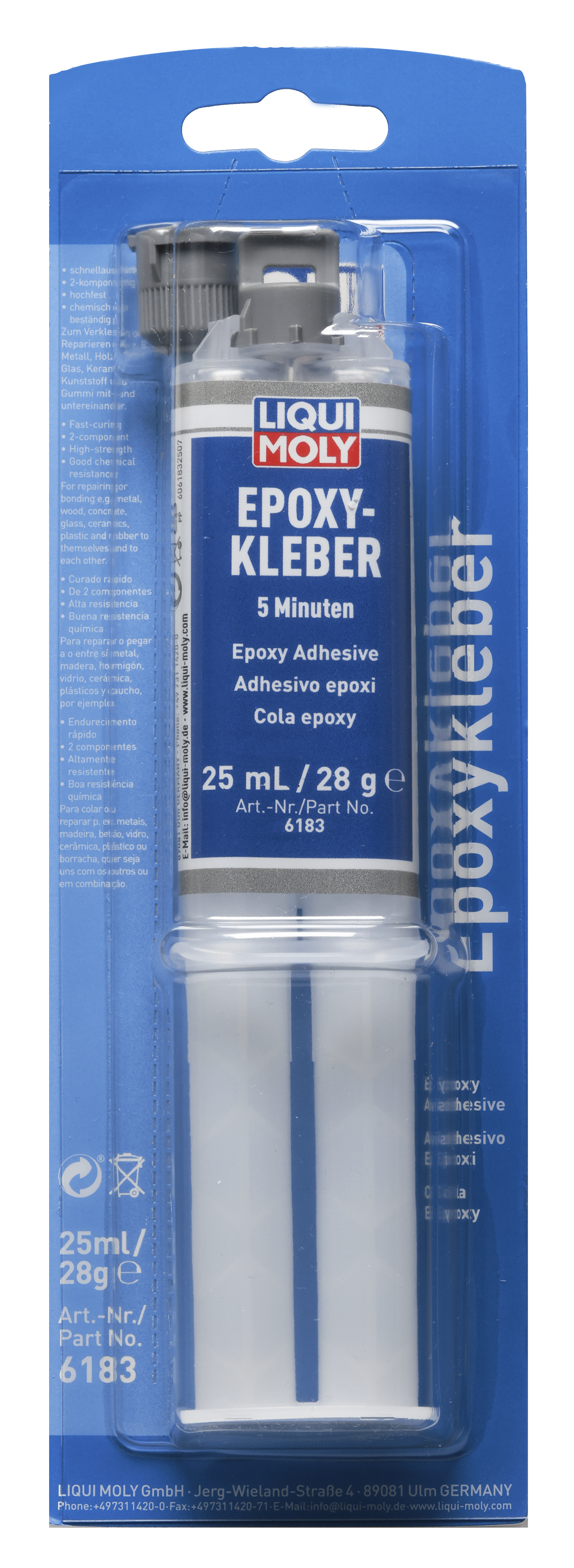 Liqui Moly epoxy adhesive in a 25ml tube, suitable for bonding and sealing in various repair and DIY projects.
