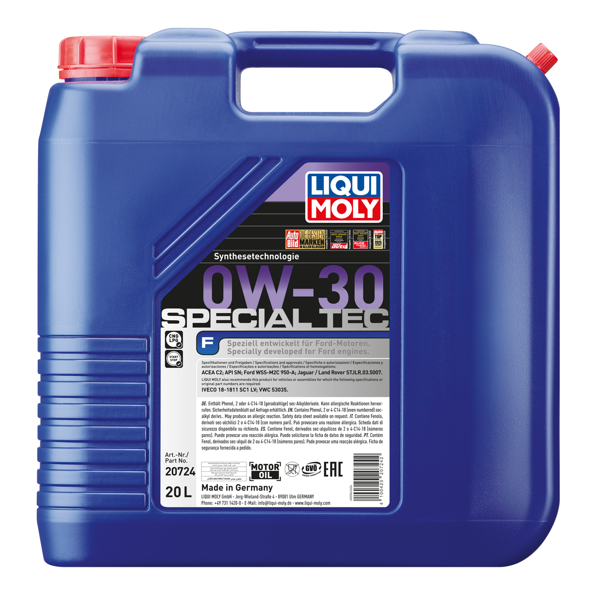 Liqui Moly Special Tec F 0W-30 engine oil bottle showing the black and yellow label with product details.