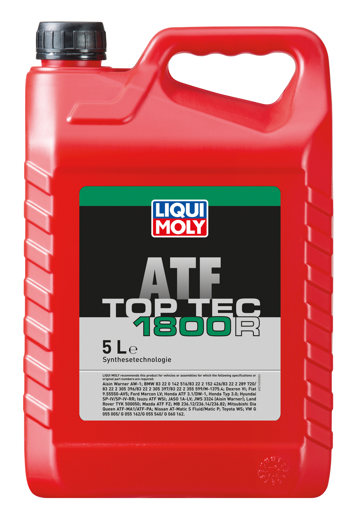 Liqui Moly Top Tec ATF 1800 R gearbox fluid bottle, automotive transmission fluid for vehicles, with brand label visible.