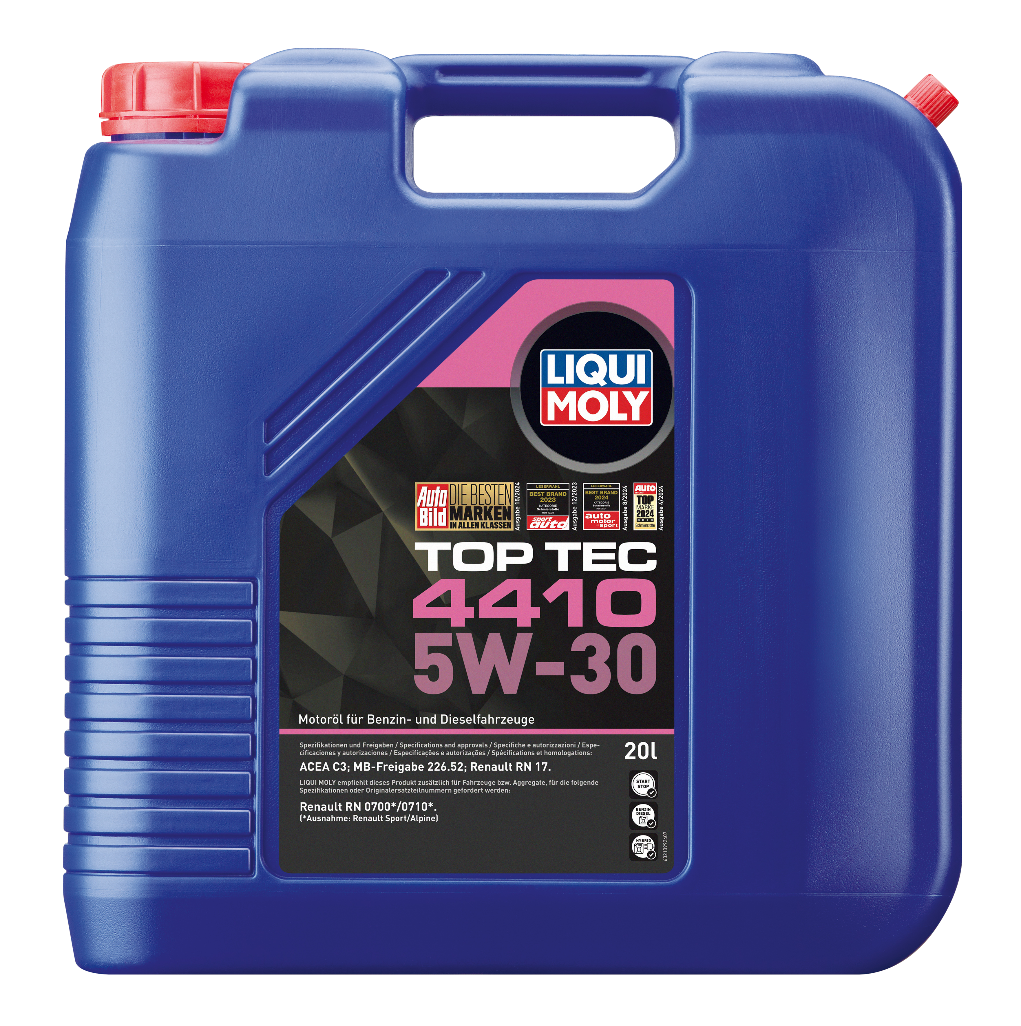 Liqui Moly Top Tec 4410 5W-30 engine oil bottle with product label and cap, suitable for automotive engines.