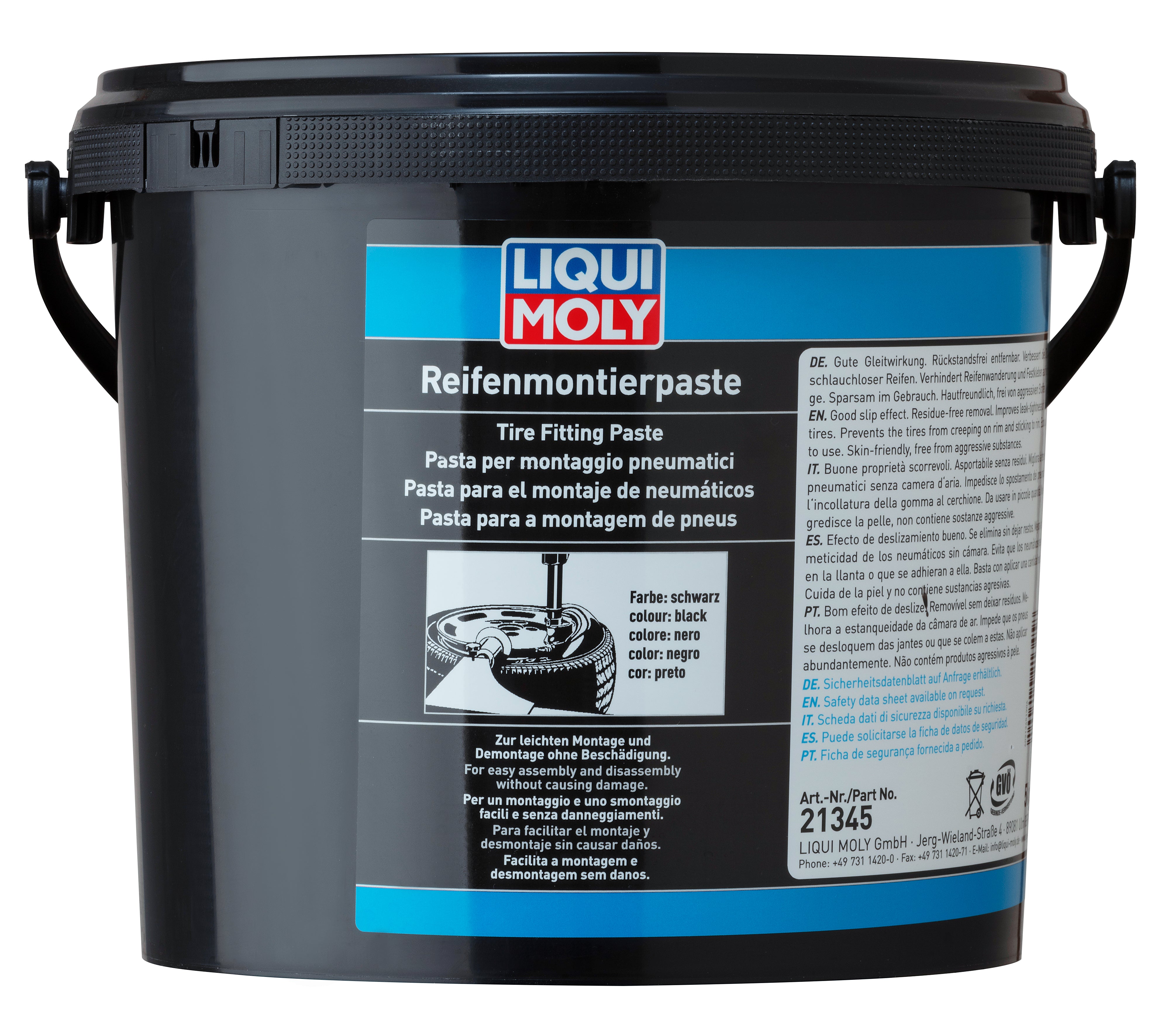 Liqui Moly Tire Fitting Paste 5kg container, a lubricant grease for tire installation and maintenance in the grease and lubricants category.
