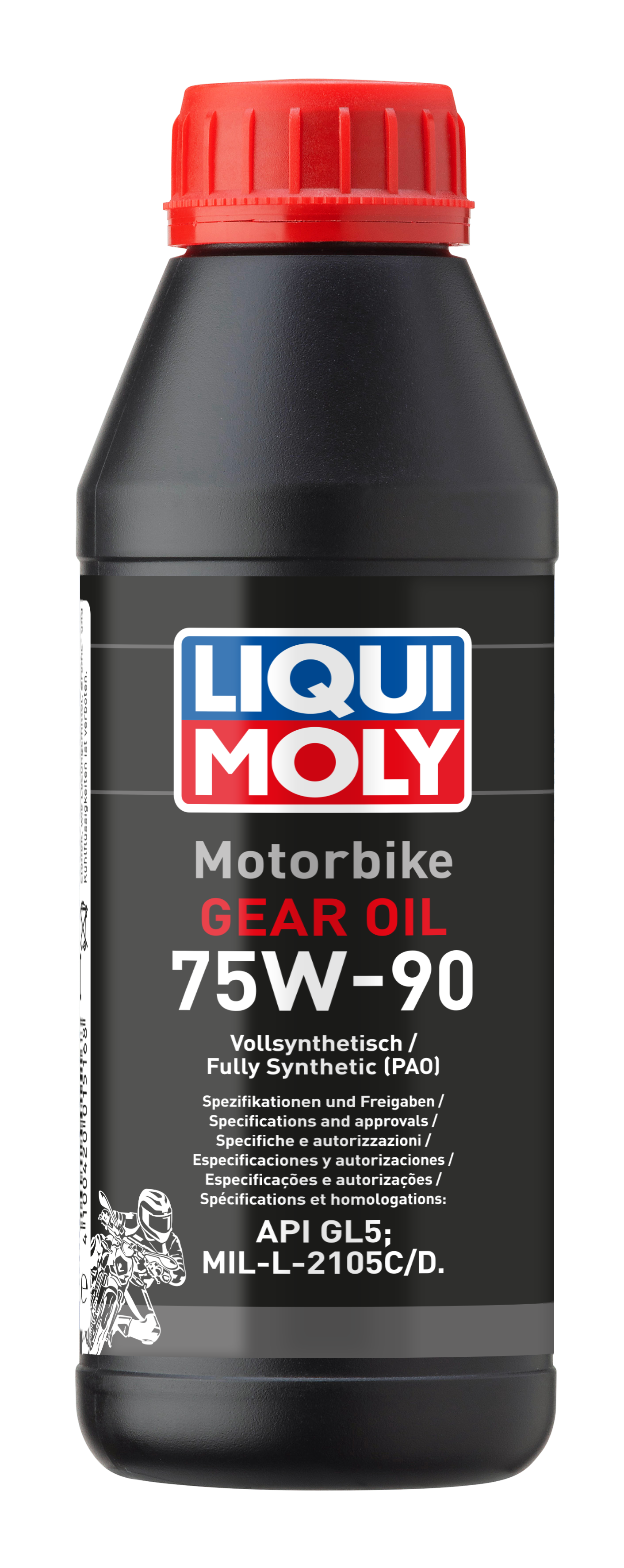 Liqui Moly Motorbike Gear Oil 75W-90 in a container, suitable for motorcycle gearboxes and transmissions.