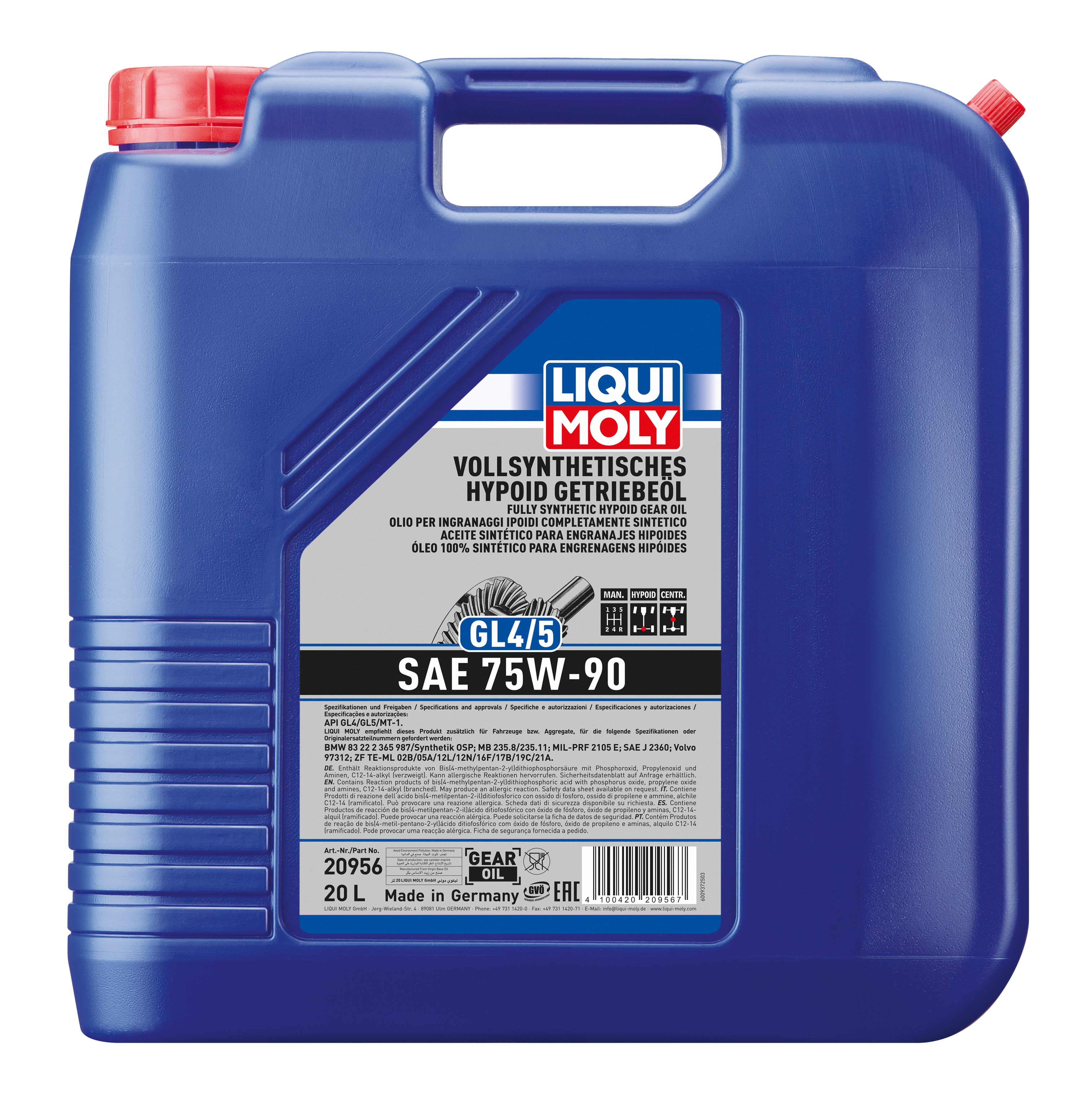 Liqui Moly Fully Synthetic Hypoid Gear Oil GL4/5 75W-90 - 20 Litres