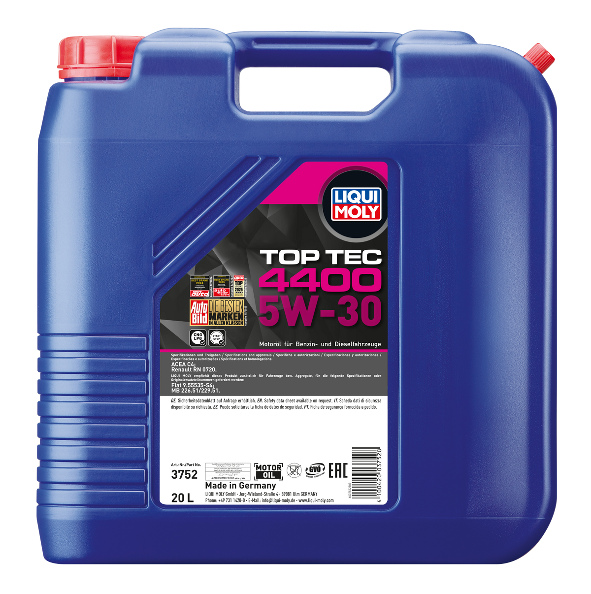 Liqui Moly Top Tec 4400 5W-30 engine oil bottle, featuring the product label and branding on a white background.