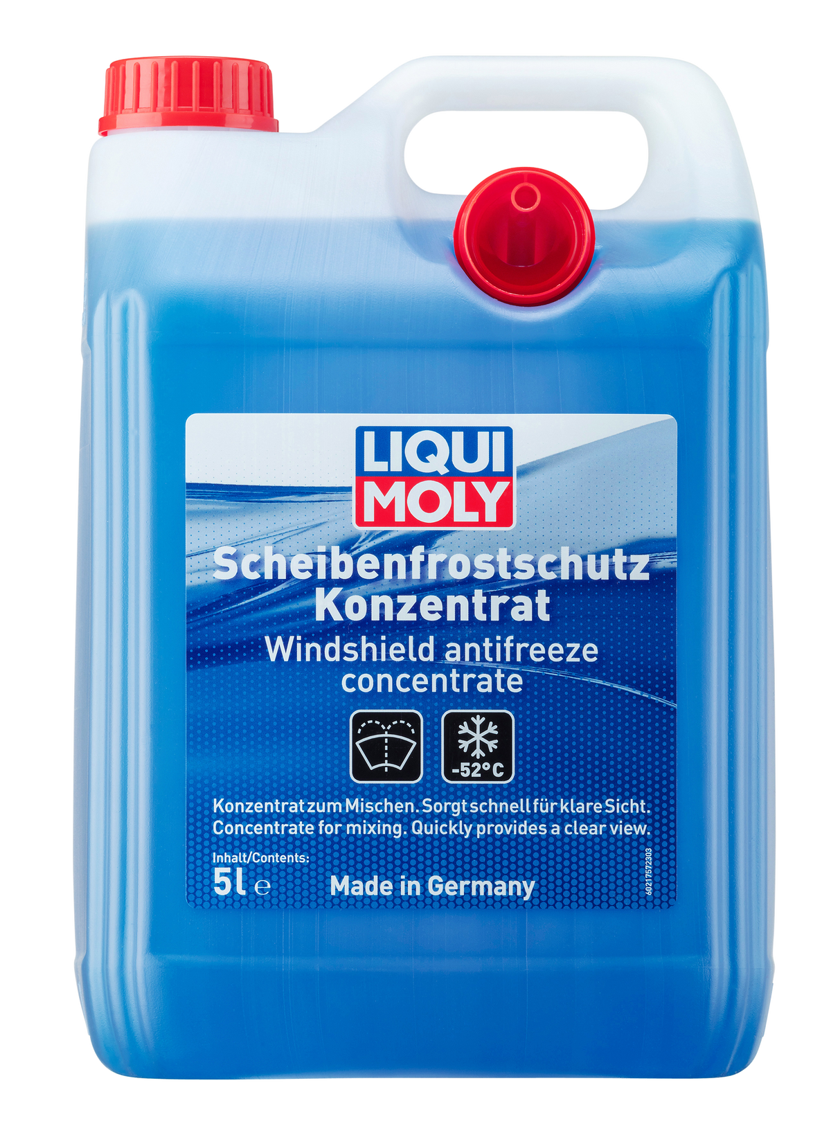 Liqui Moly windshield antifreeze concentrate bottle with label, cooling system coolant for vehicle windshields.