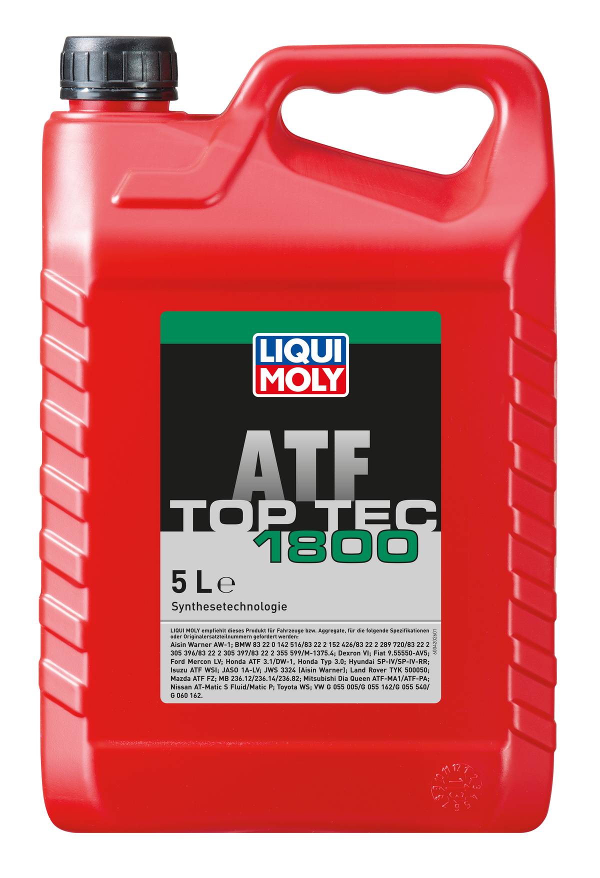 Liqui Moly Top Tec ATF 1800 gearbox fluid container with label, showcasing the Liqui Moly branding and product details.