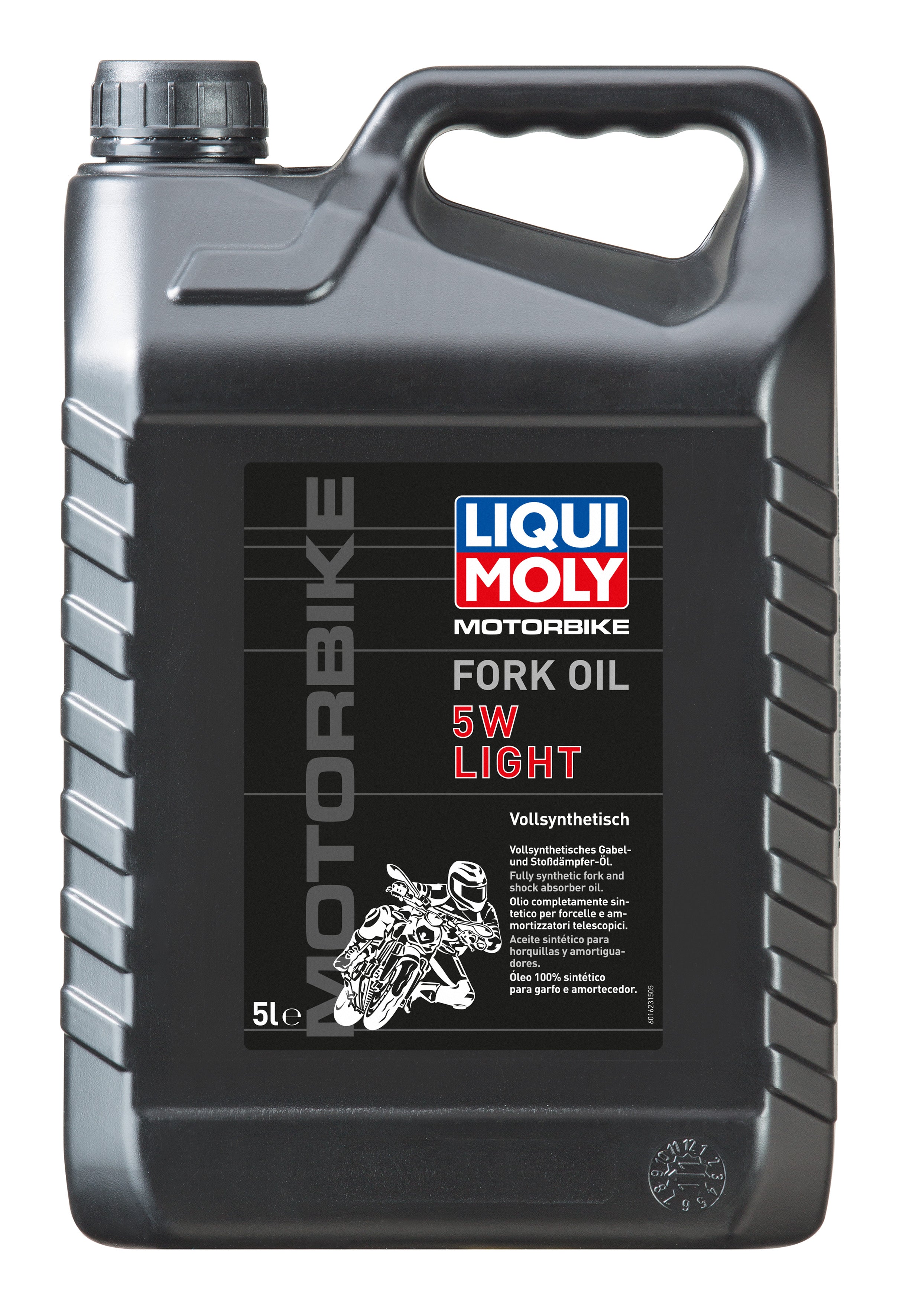 Liqui Moly Motorbike Fork Oil 5W Light bottle with label, designed for motorcycle suspension maintenance.