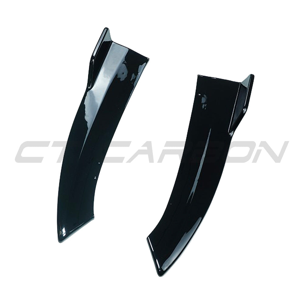 Mercedes W206 2021+ C-Class CT Carbon gloss black rear bumper corner extension, showing the sleek, aerodynamic design and fit.