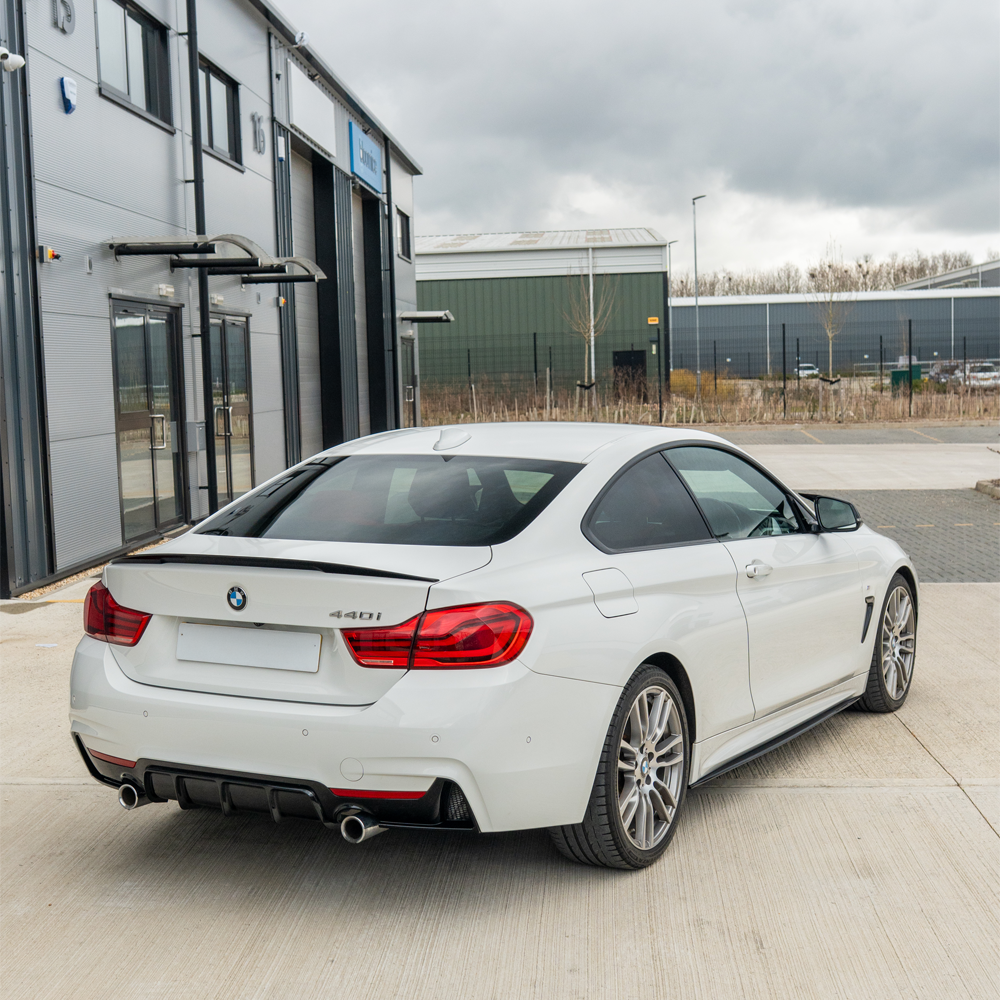 BMW 4 Series F32 GLOSS BLACK SPOILER by CT Carbon, sleek aerodynamic rear spoiler for enhanced sporty look.