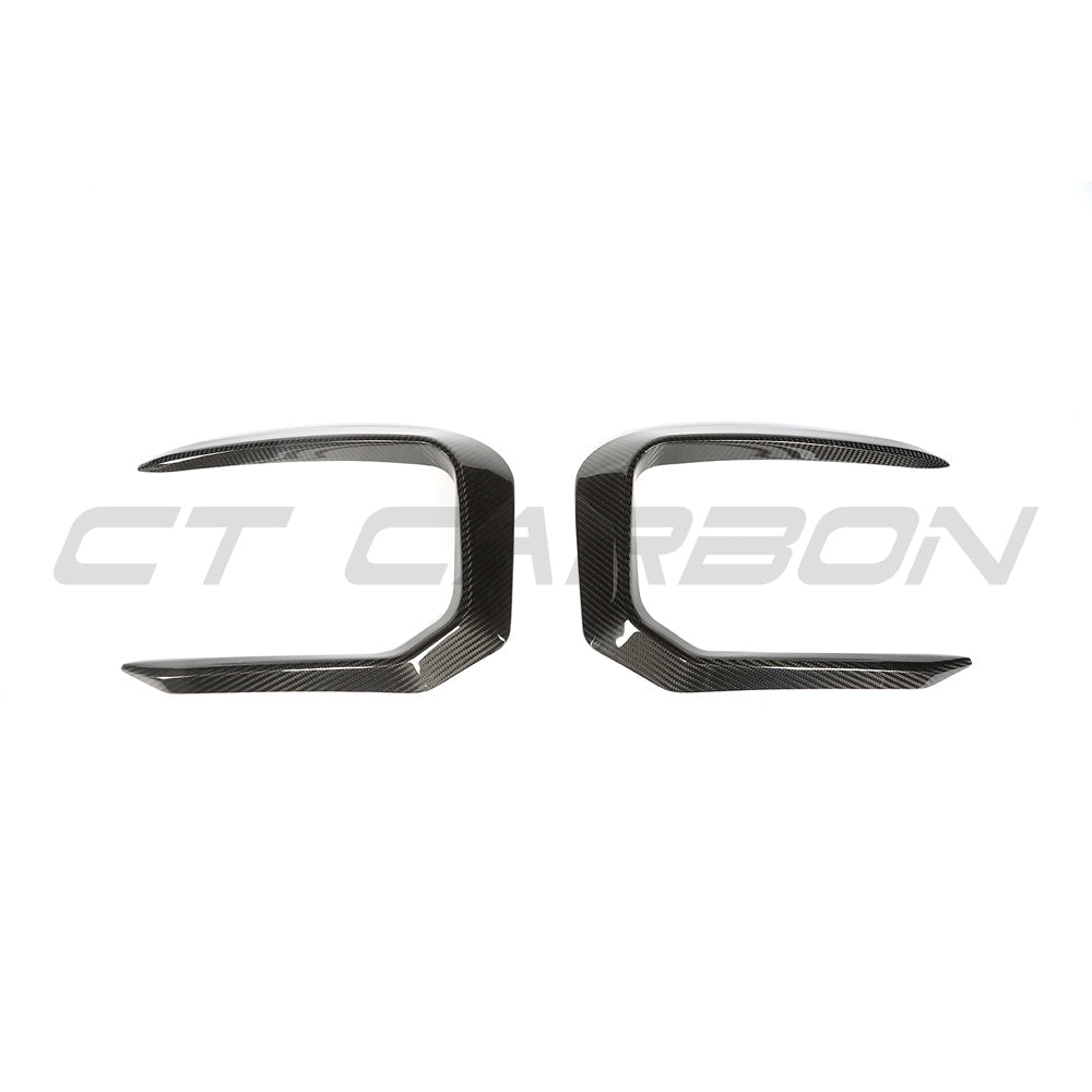Range Rover L460 2022+ Carbon Fibre Front Bumper Trim by CT Design, showcasing sleek, lightweight automotive accessory with detailed finish.