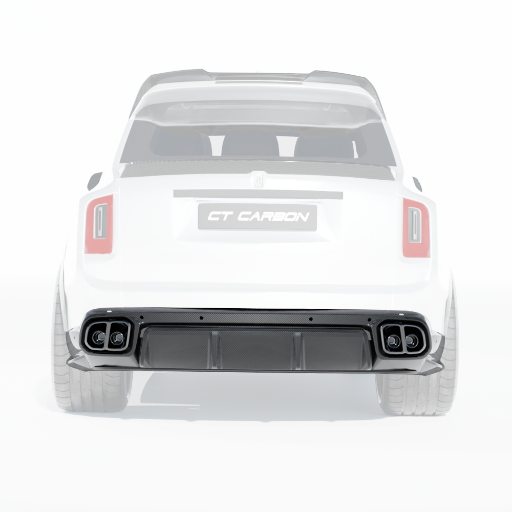 CT Carbon splitters and tips for Rolls Royce Cullinan with carbon fiber diffuser and stylish design.