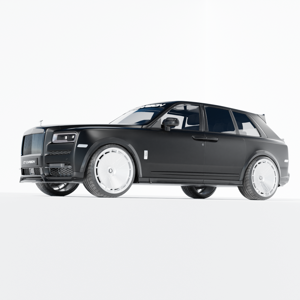 Rolls Royce Cullinan carbon fibre side skirts by CT Carbon, showcasing sleek, lightweight splitter design on the luxury SUV.