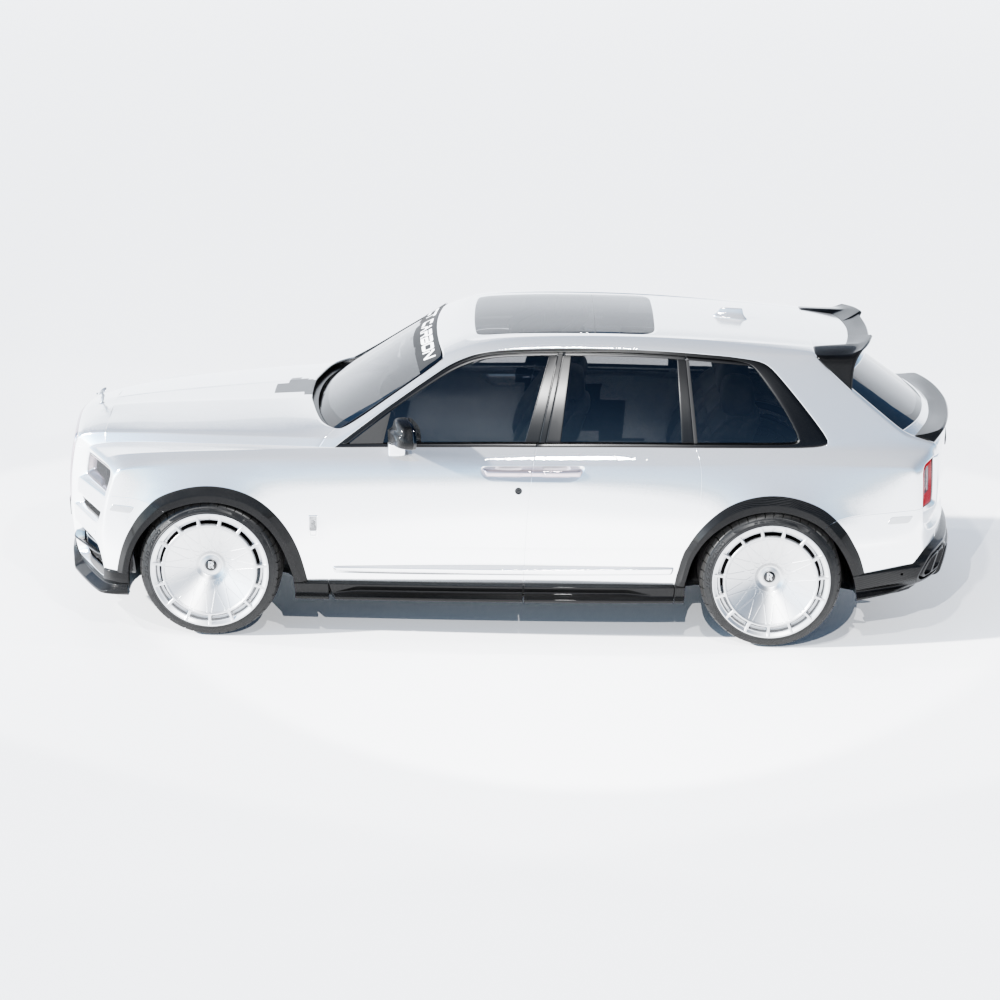 Rolls Royce Cullinan full carbon fiber kit by CT Carbon, showing lightweight, high-gloss carbon fiber exterior components.