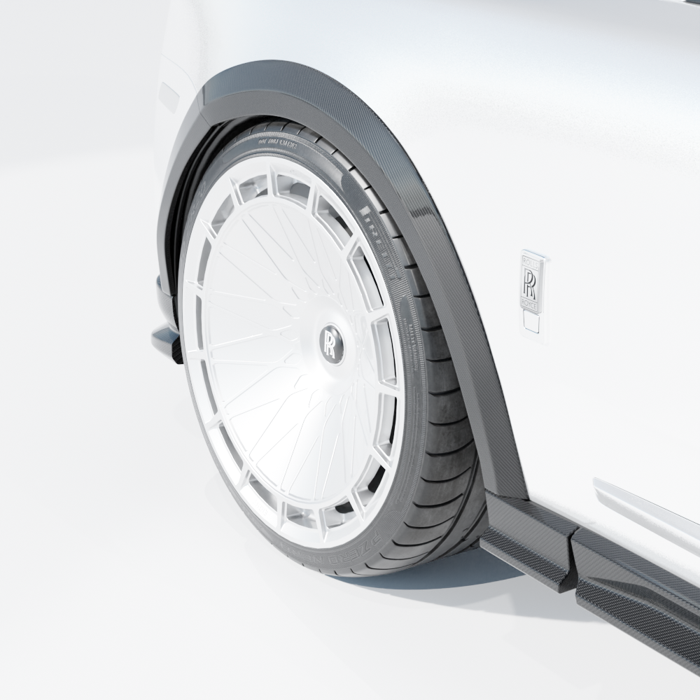 Rolls Royce Cullinan full carbon fibre kit by CT Carbon, showing sleek, lightweight carbon fibre panels on the luxury SUV.