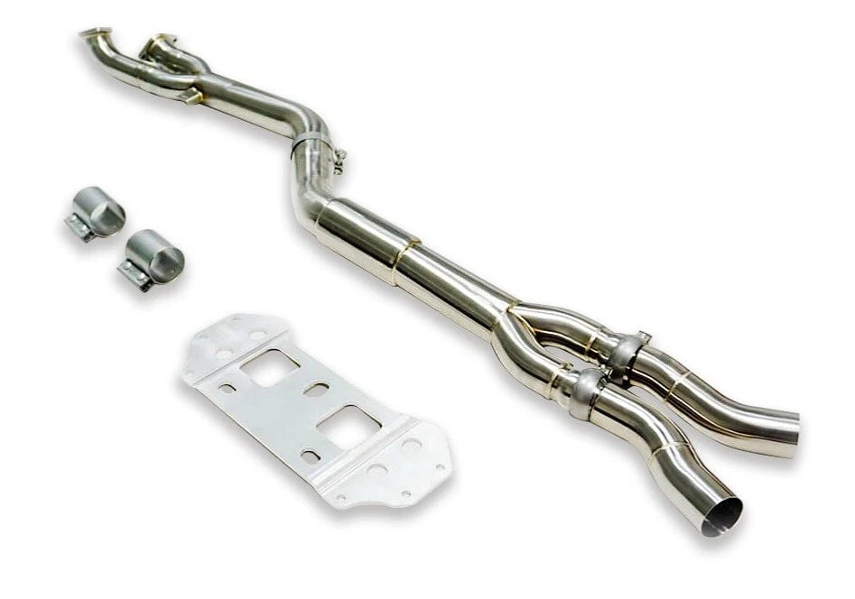 SLN Performance  - BMW S58 M3 G80 M4 G82 & X3M X4M LCI RESONATED Single Mid Pipe with Brace - Nineteen72 Performance