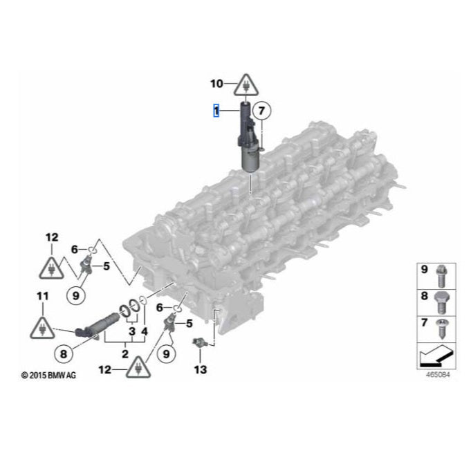 Genuine BMW Vanos actuator for N20, N55, S55 engines, shown with servo motor, engine parts for precise valve control