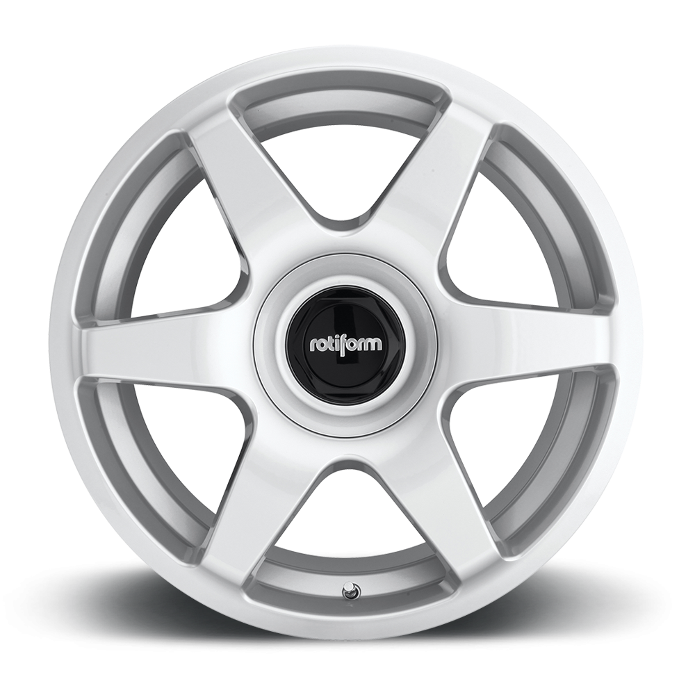 Black and silver Rotiform SIX wheels with a multi-spoke design, showcasing the stylish alloy rims for cars.
